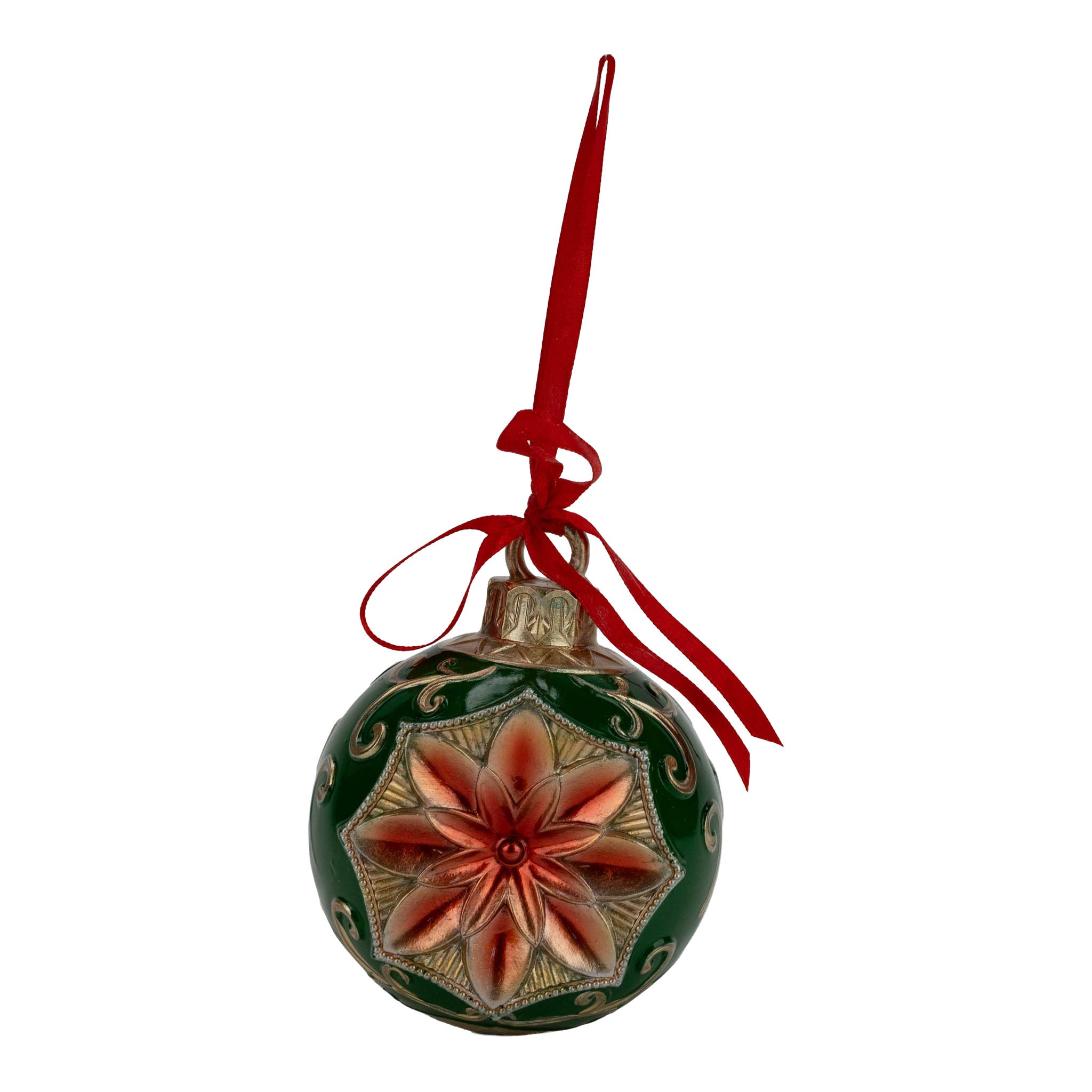11cm Vintage Green Ball Hanging - Seasonal Decor