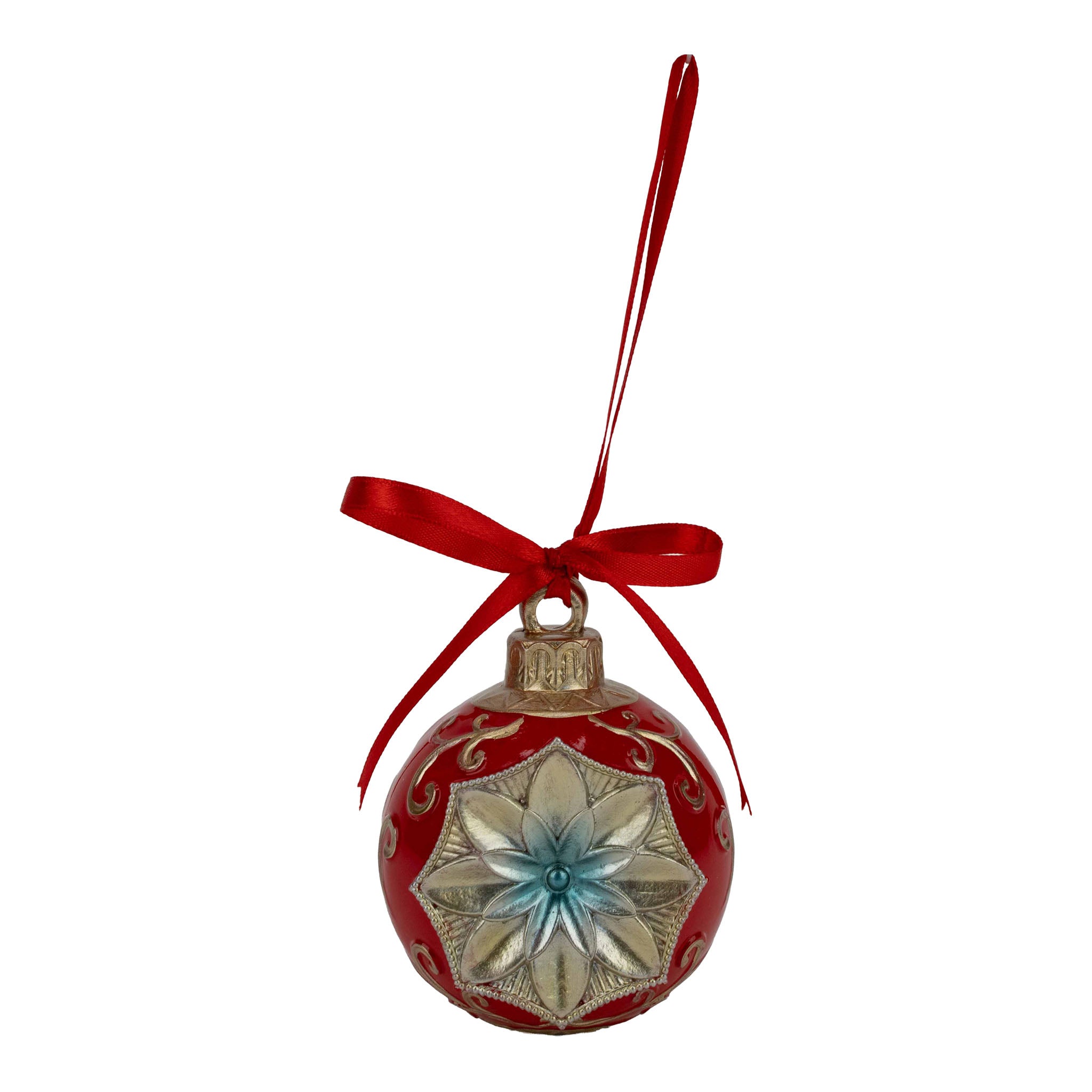 9cm Vintage Red Ball Hanging - Seasonal Decor