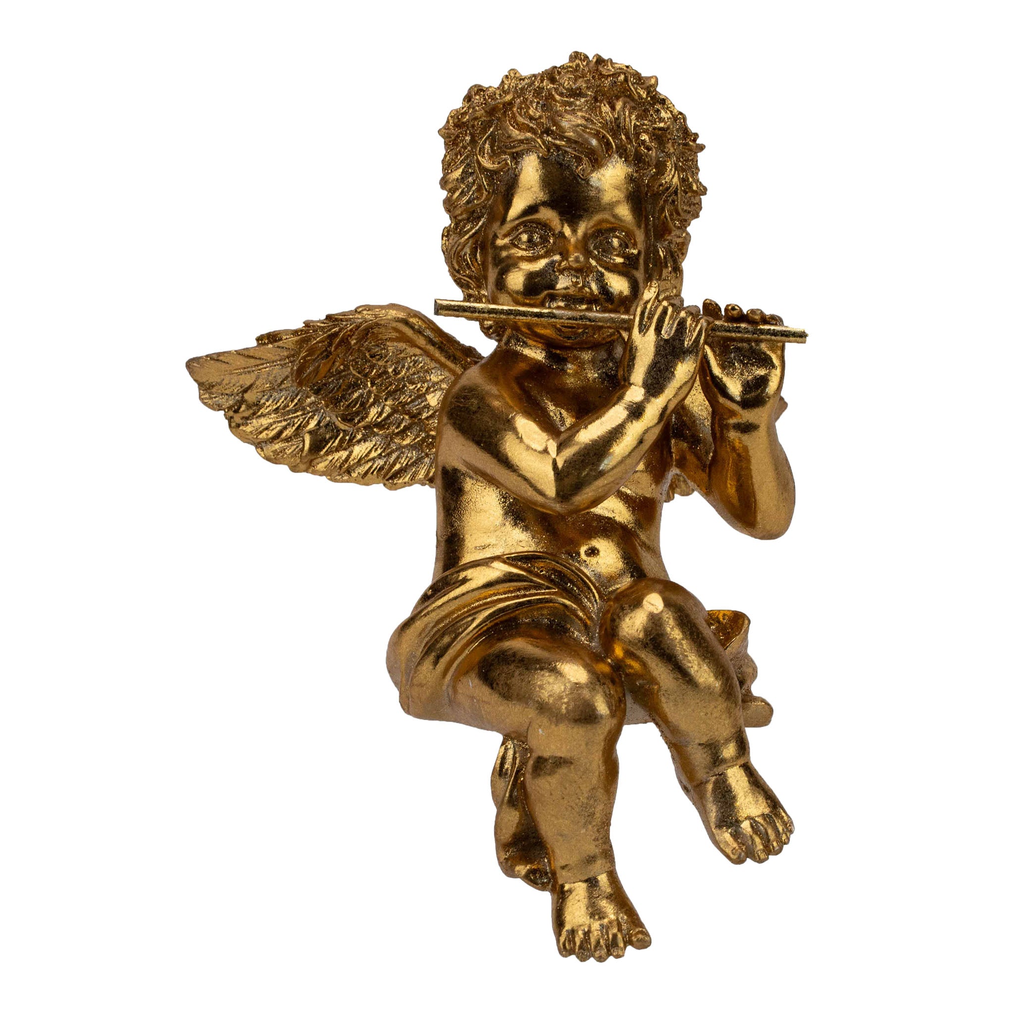21cm Gold Cherub Playing Flute - Seasonal Decor