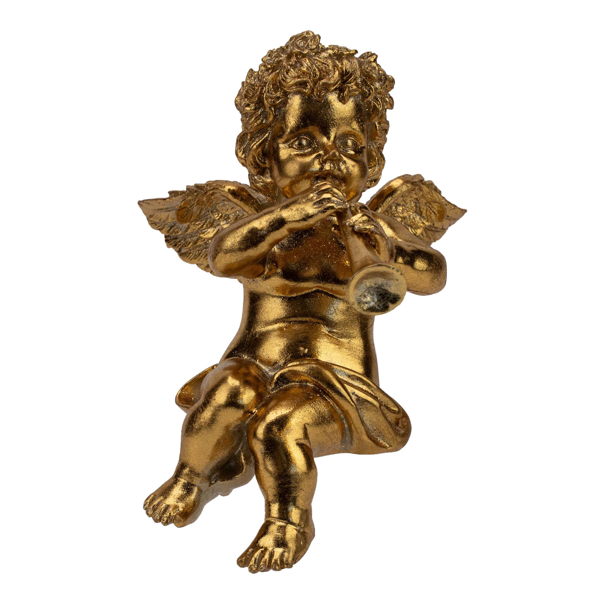 21cm Gold Cherub Playing Trumpet - Seasonal Decor