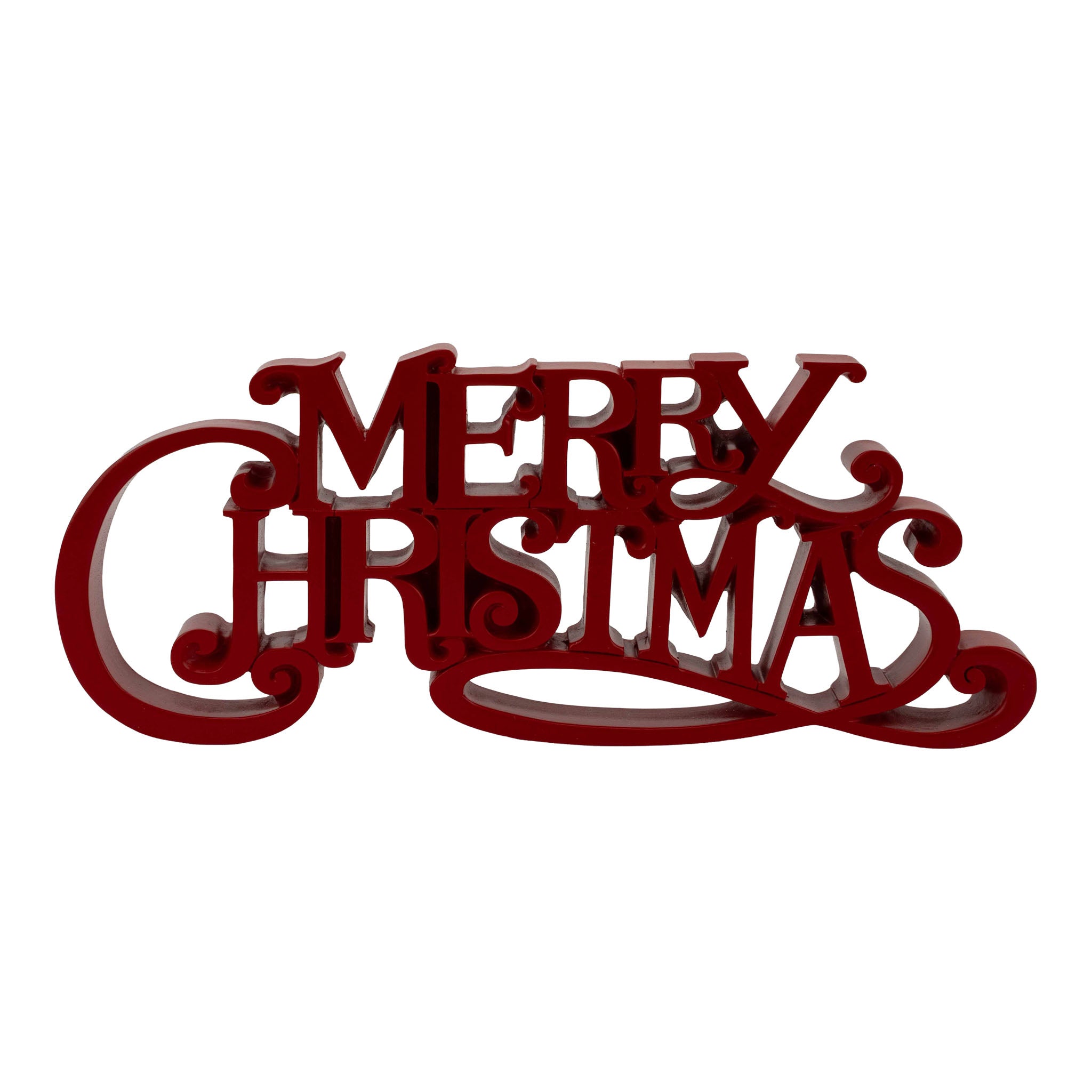 26cm Red Merry Christmas Sign - Seasonal Decor