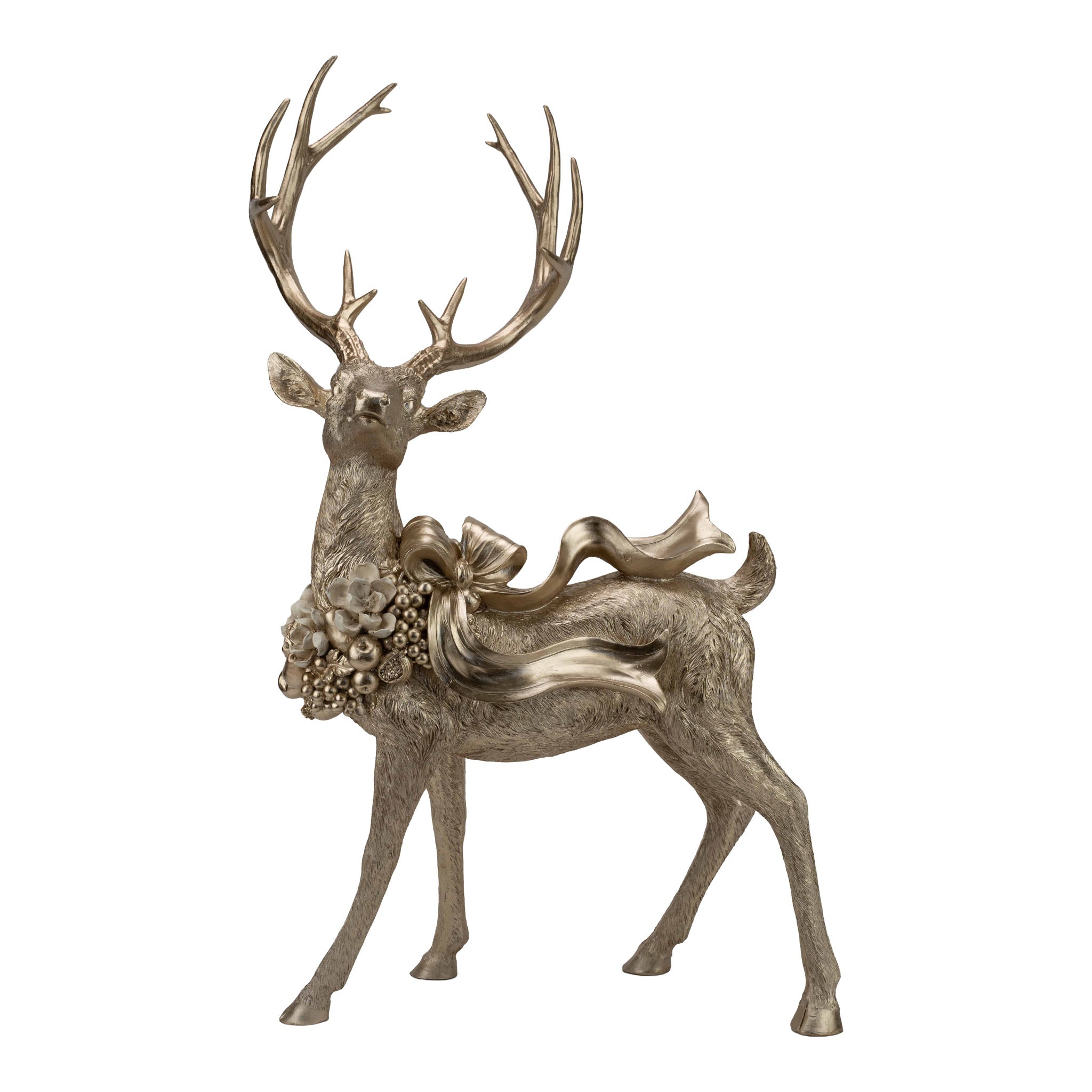 70cm Champagne Reindeer with Bow - Seasonal Decor