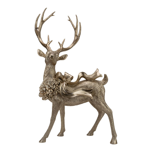 70cm Champagne Reindeer with Bow - Seasonal Decor
