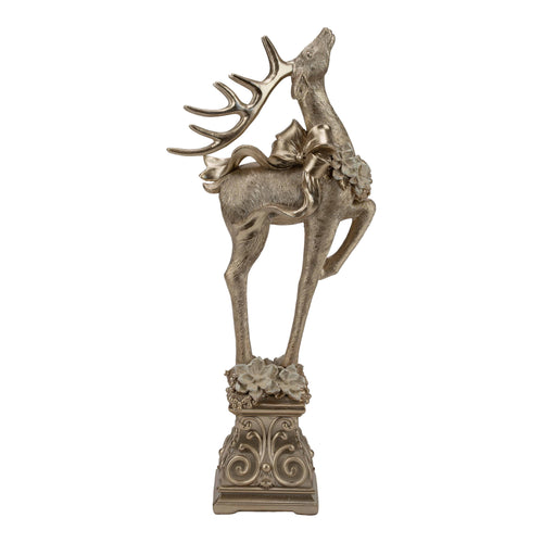 41cm Champagne Deer on Pedestal - Seasonal Decor