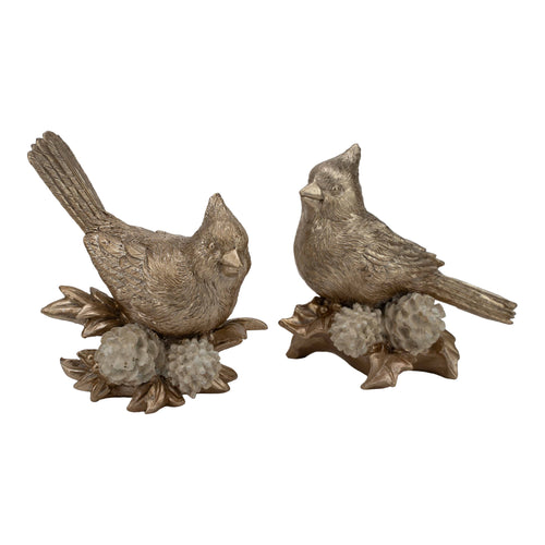 10cm Champagne Cardinals Assorted - Seasonal Decor