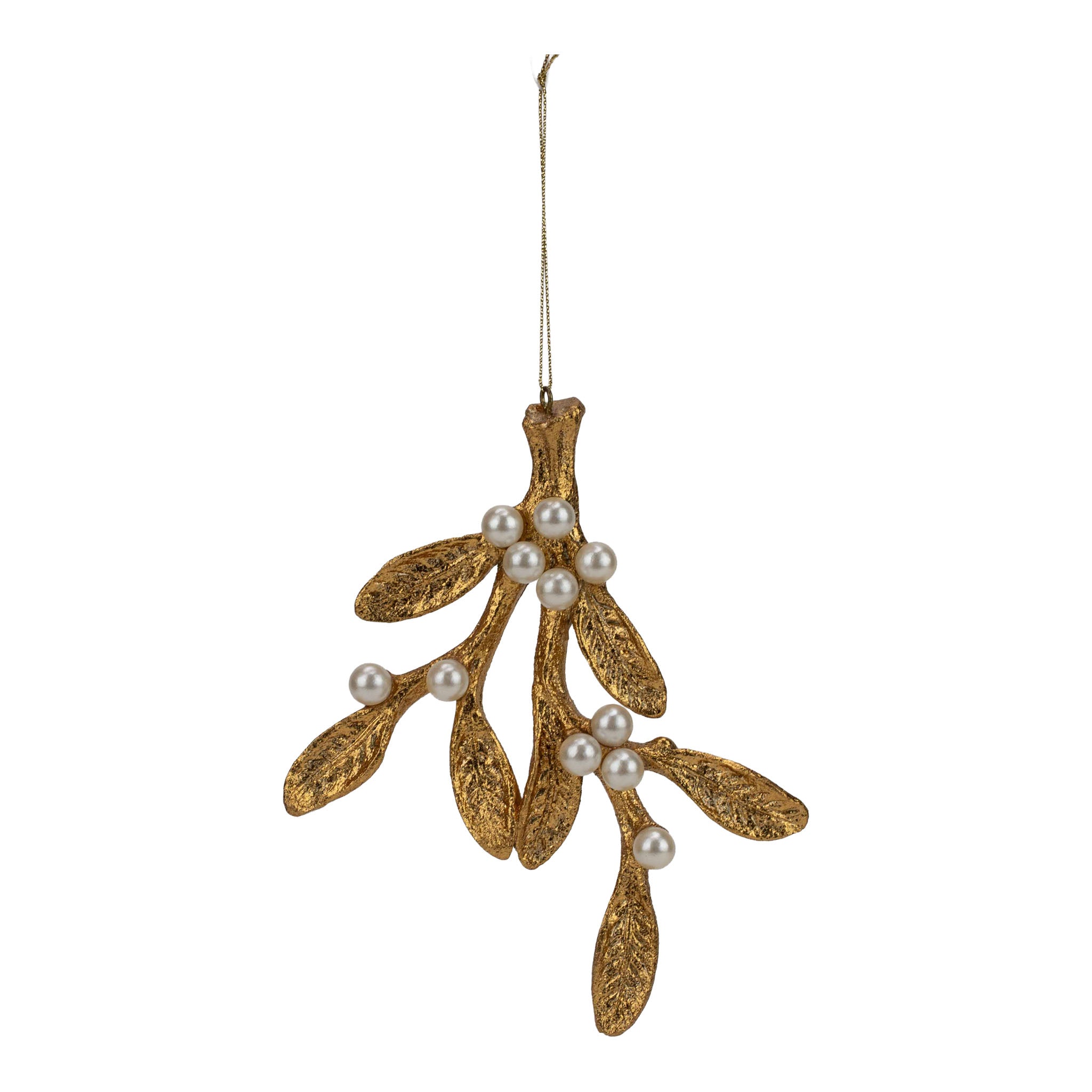 17cm Leaf & Pearl Hanging Ornament - Seasonal Decor