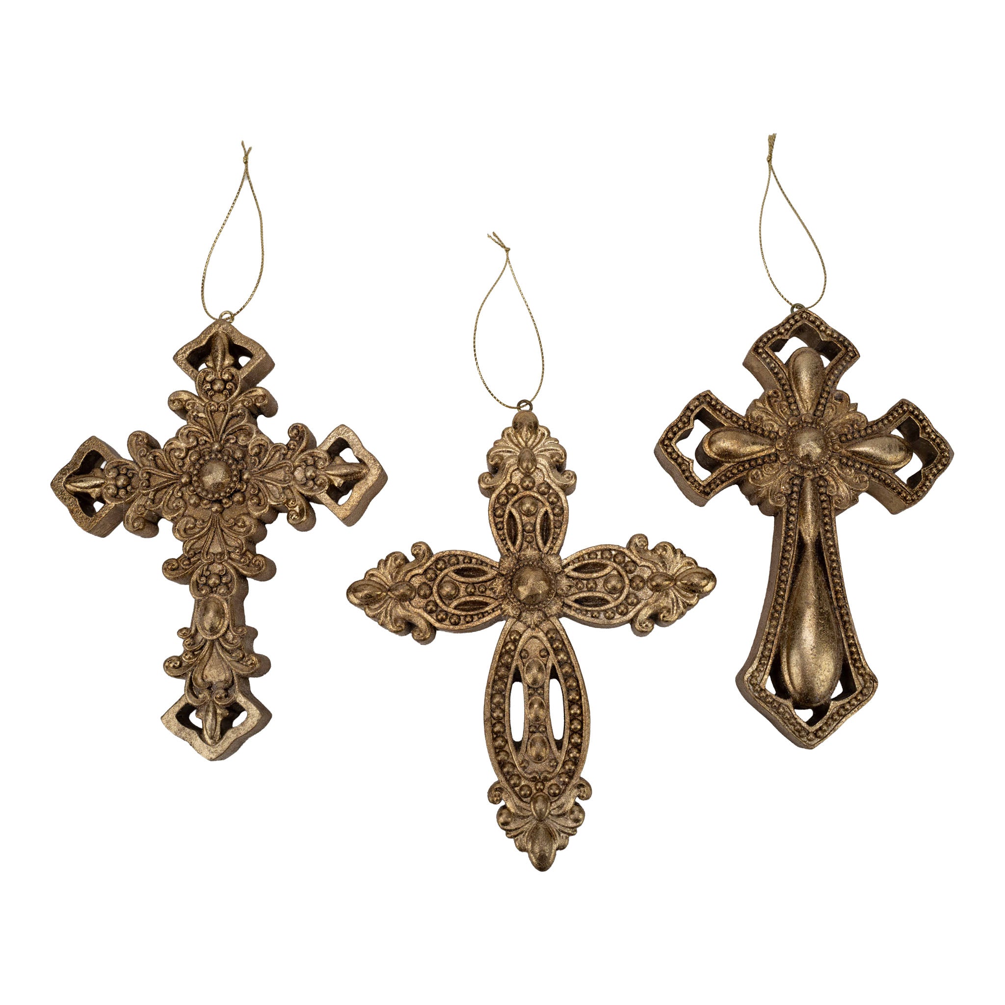 18cm Gold Cross Hanging Assorted - Seasonal Decor