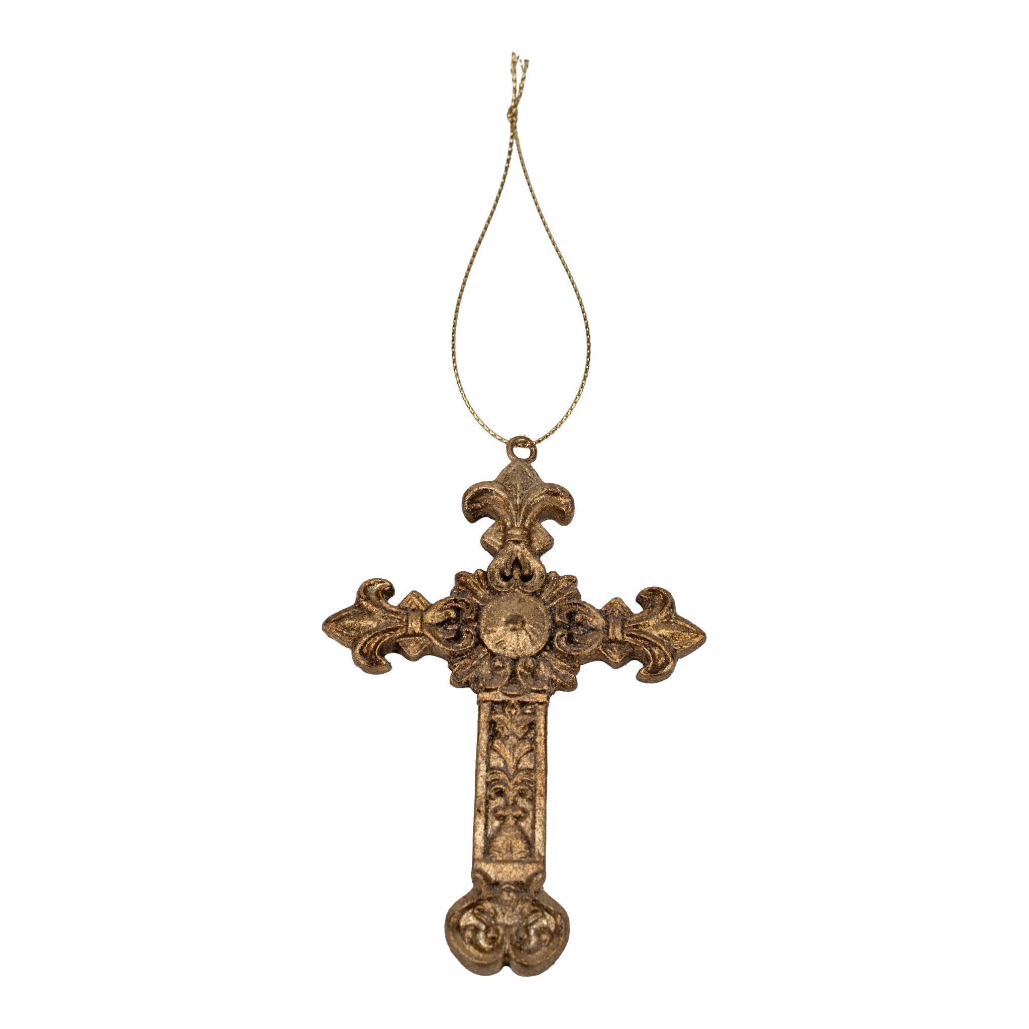 11cm Gold Cross Hanging Ornament - Seasonal Decor