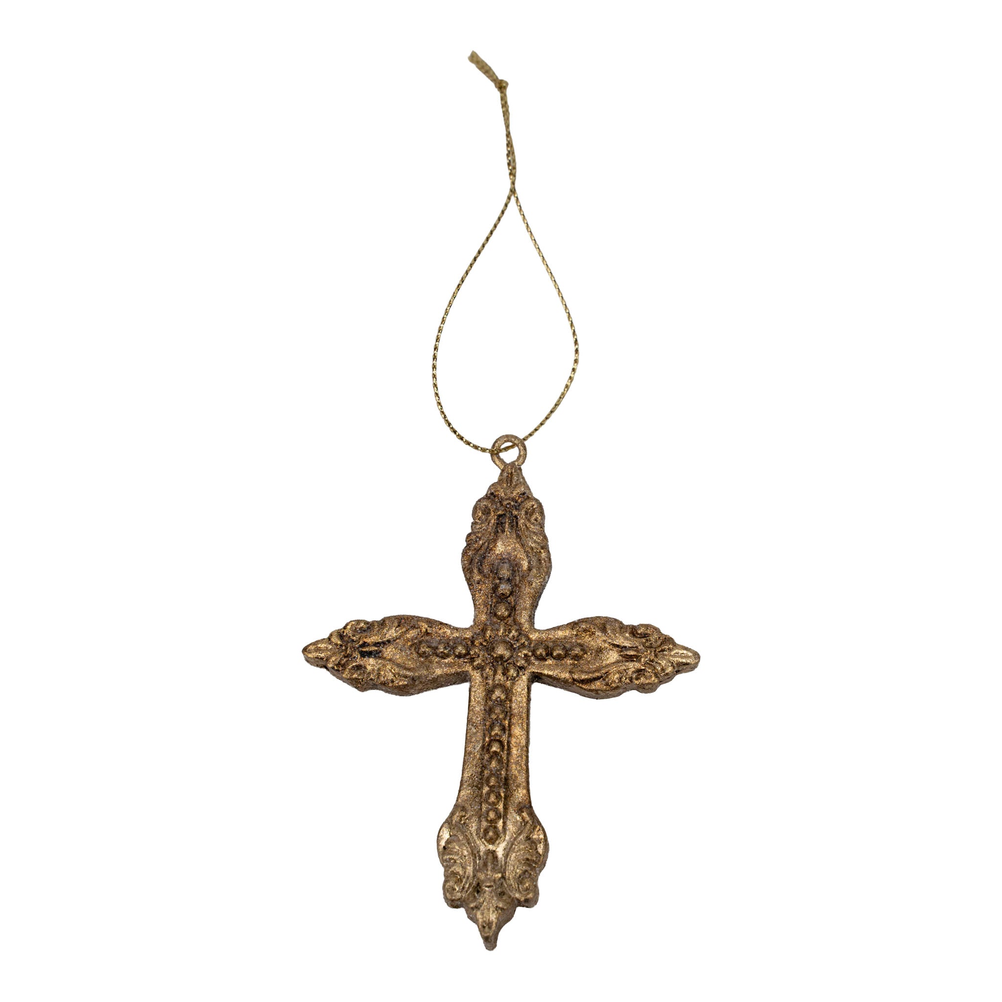 9cm Gold Cross Hanging Ornament - Seasonal Decor