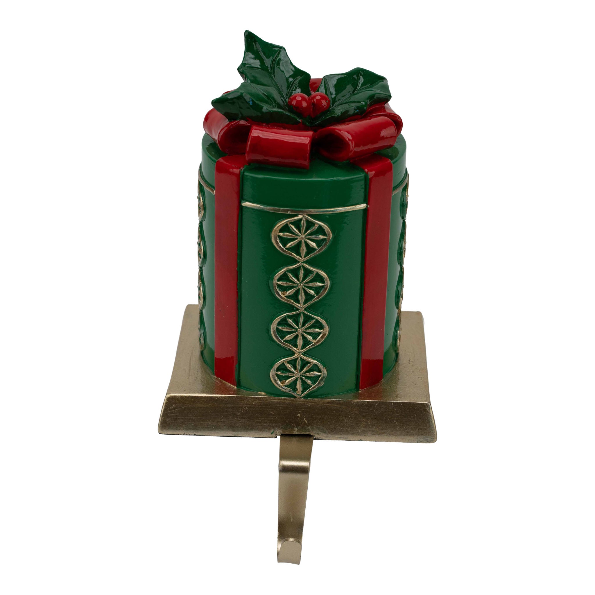 17cm Green Giftbox Stocking Holder - Seasonal Decor