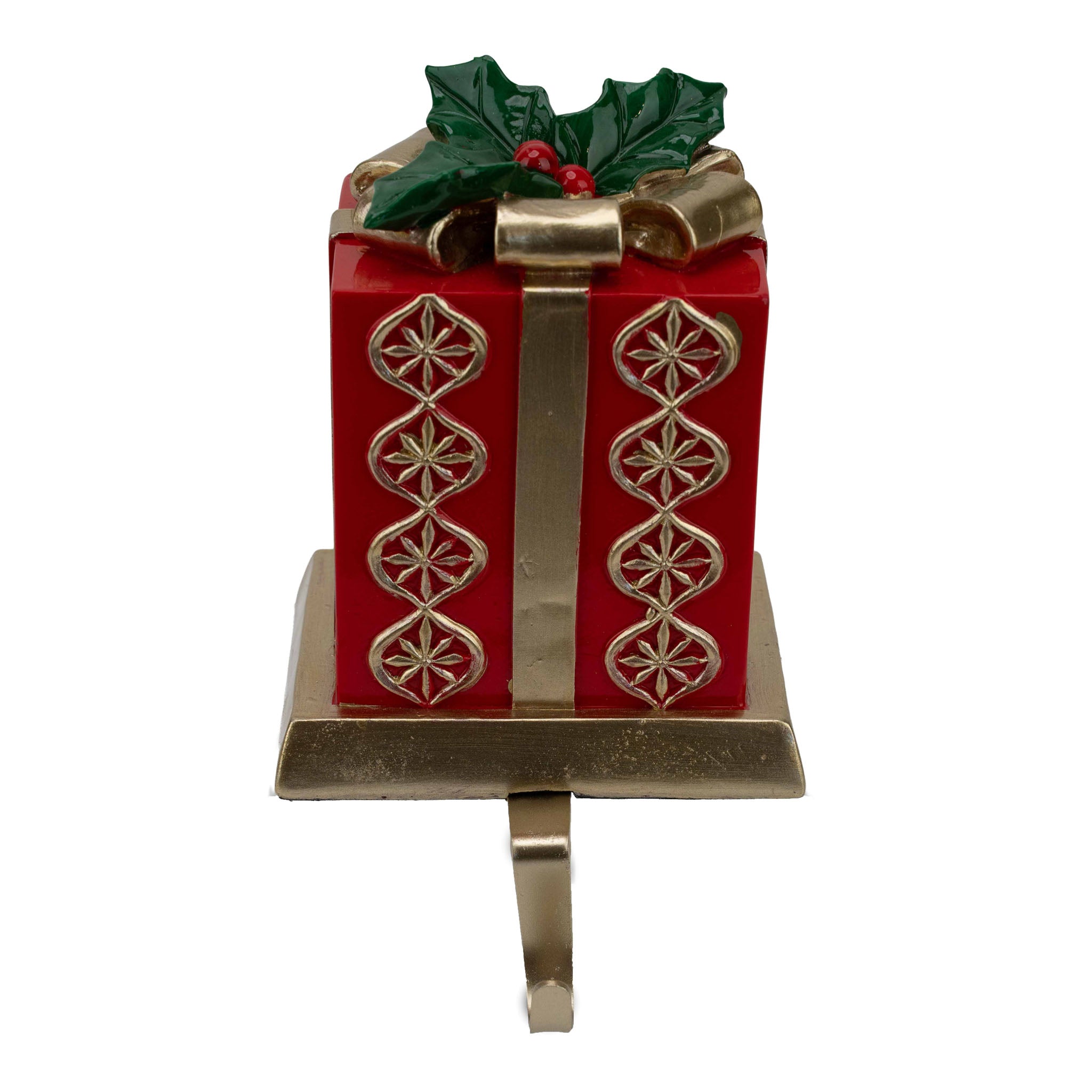 17cm Red Giftbox Stocking Holder - Seasonal Decor