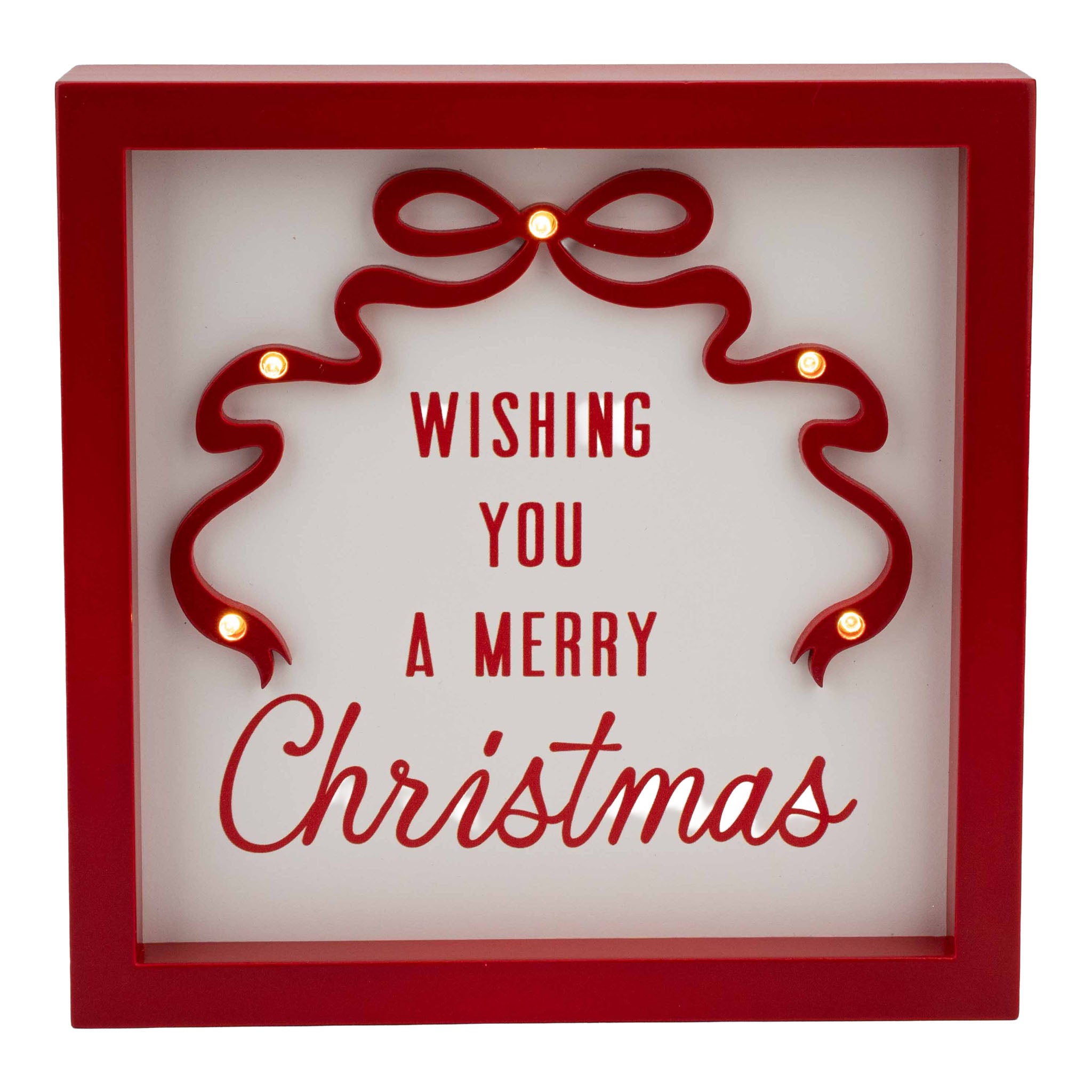 Wishing you a Merry Christmas Red Table Sign - Seasonal Decor