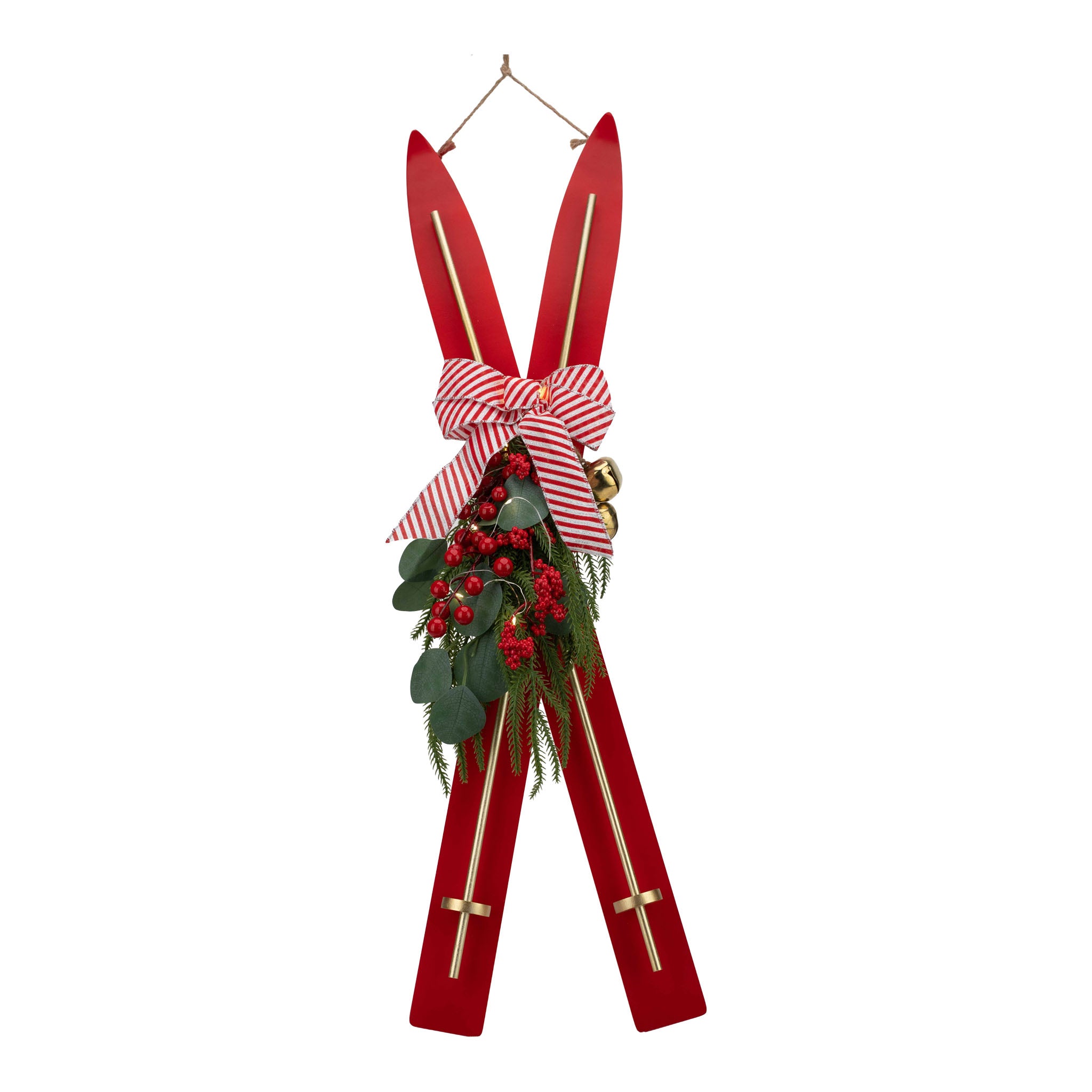 Floral Red Skis Wall Hanging - Seasonal Decor