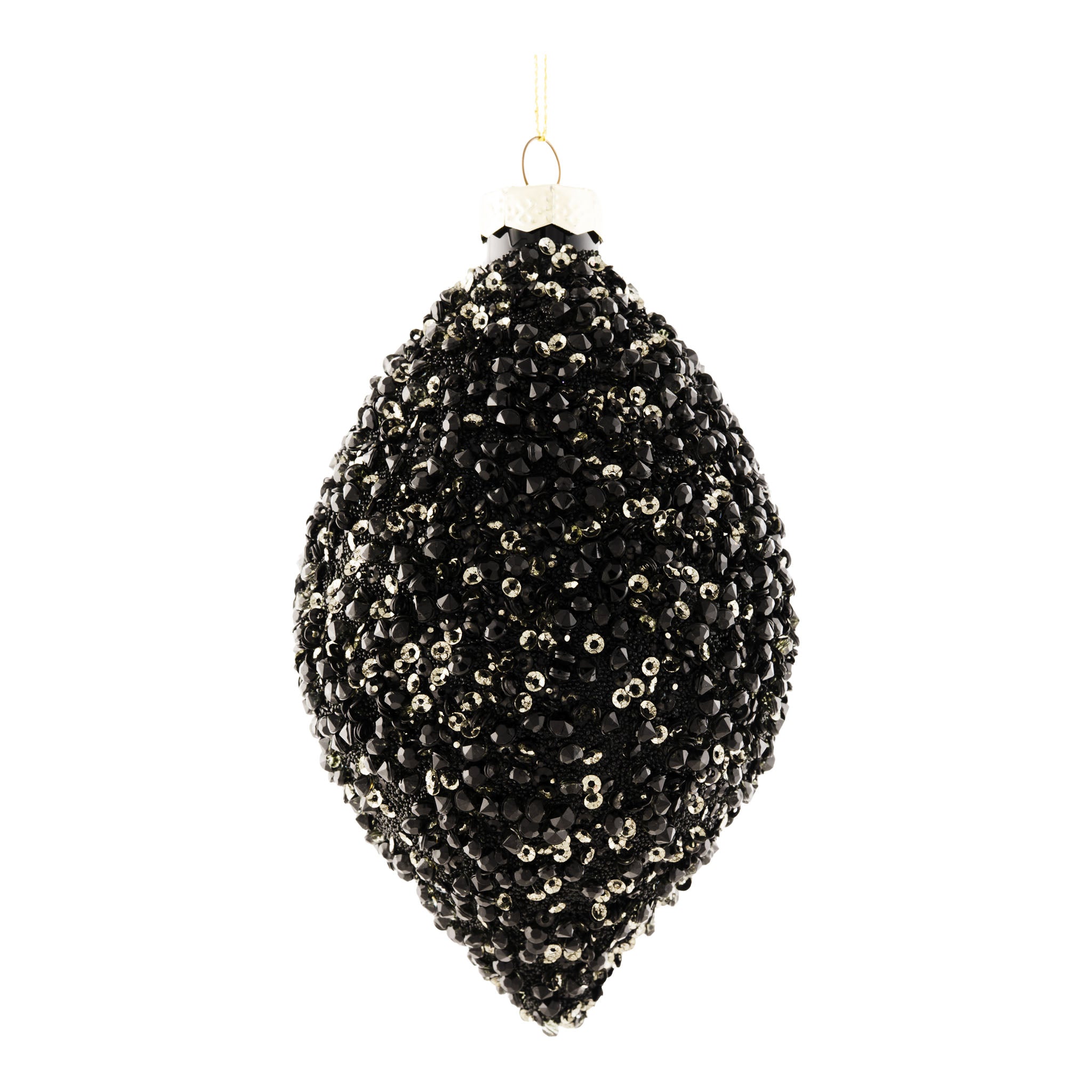 14cm Black Crystal Long Drop - Seasonal Decor