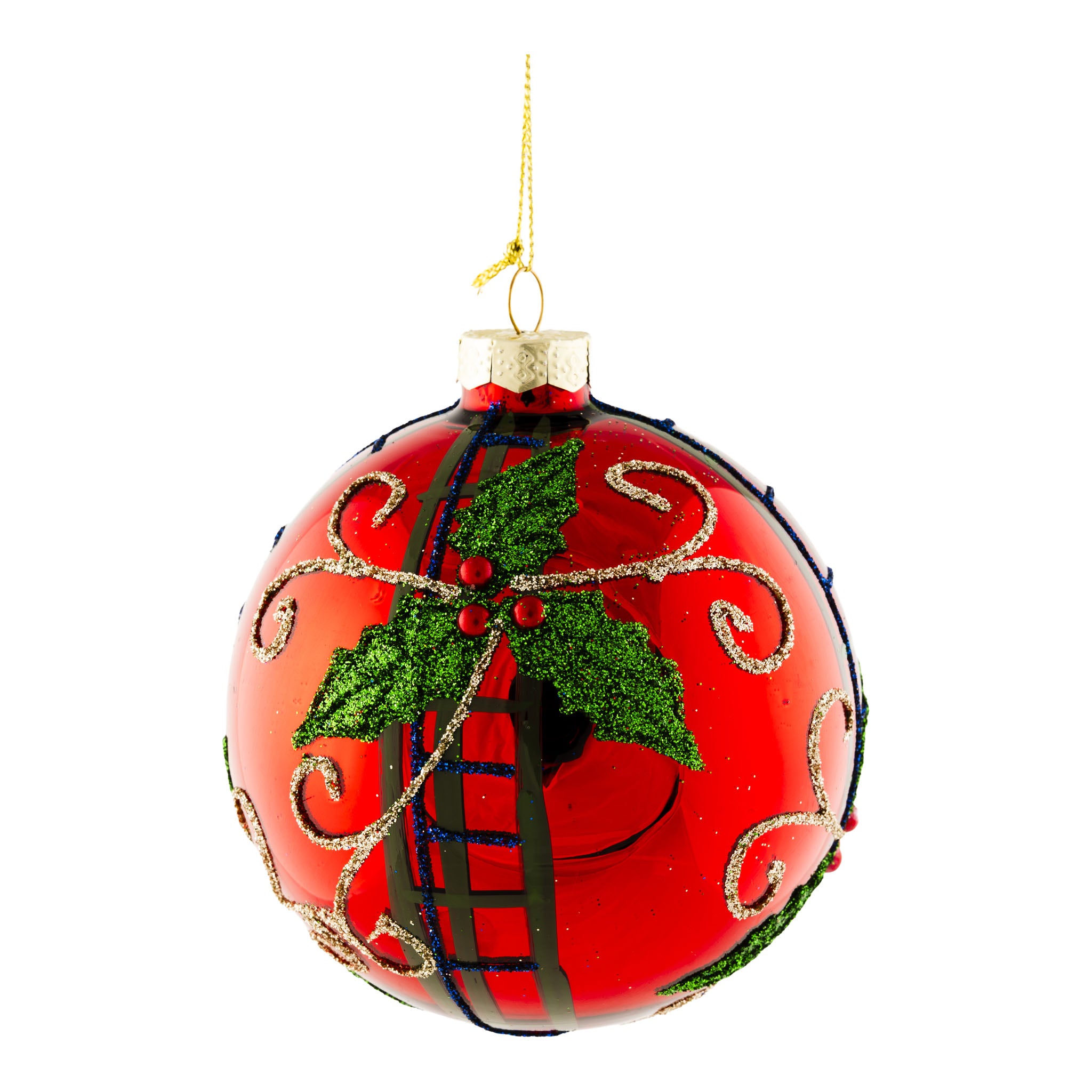 10cm Red and Green Holly Ball - Seasonal Decor