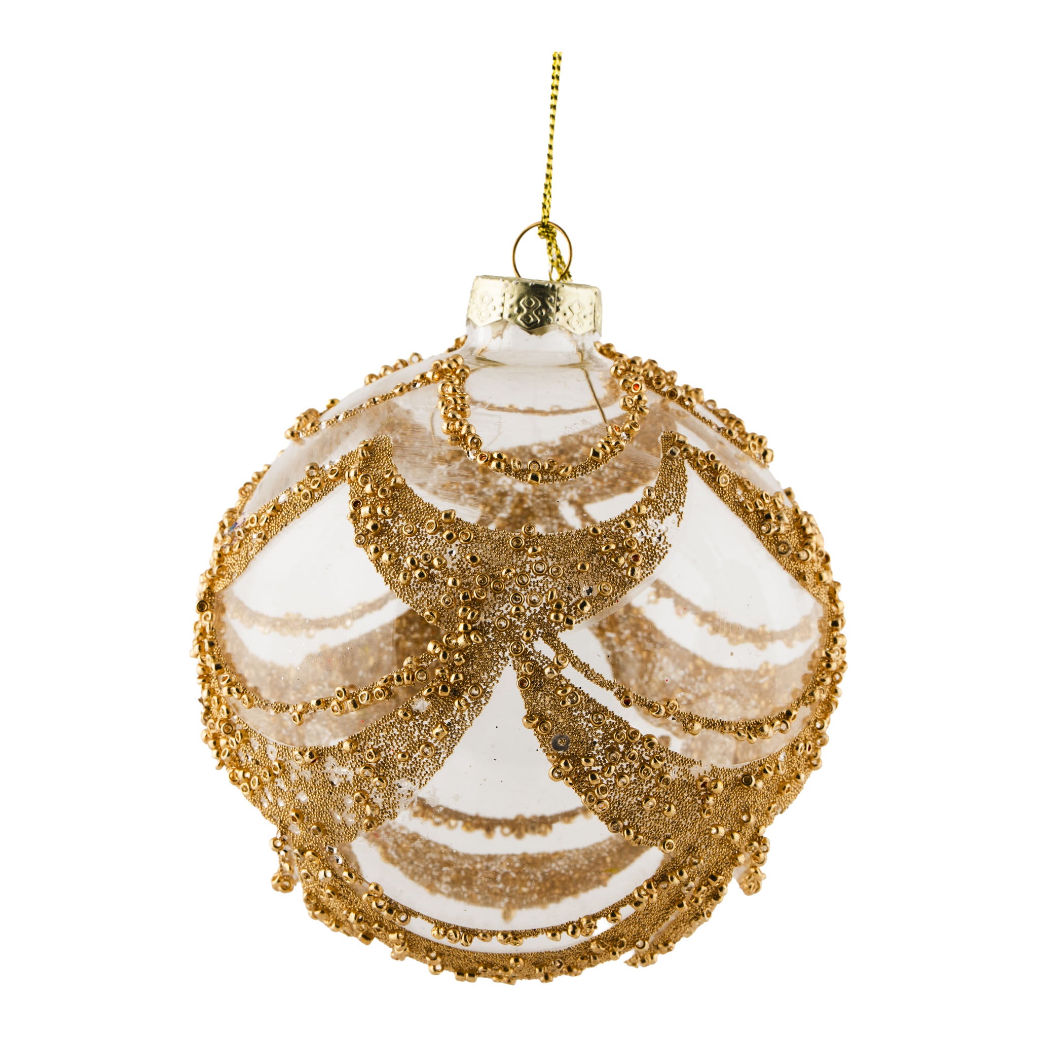 10cm Clear Gold Swag Ball - Seasonal Decor