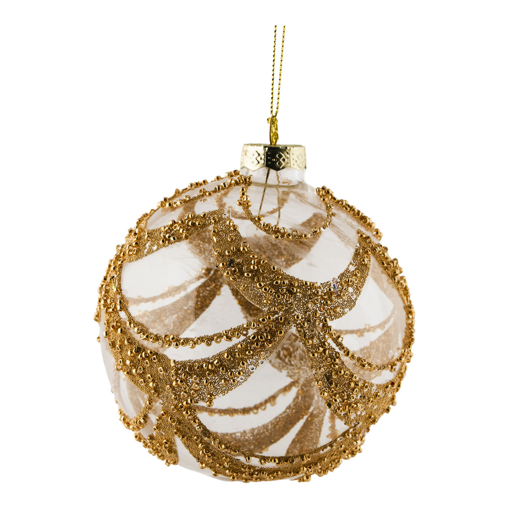 10cm Clear Gold Swag Ball - Seasonal Decor