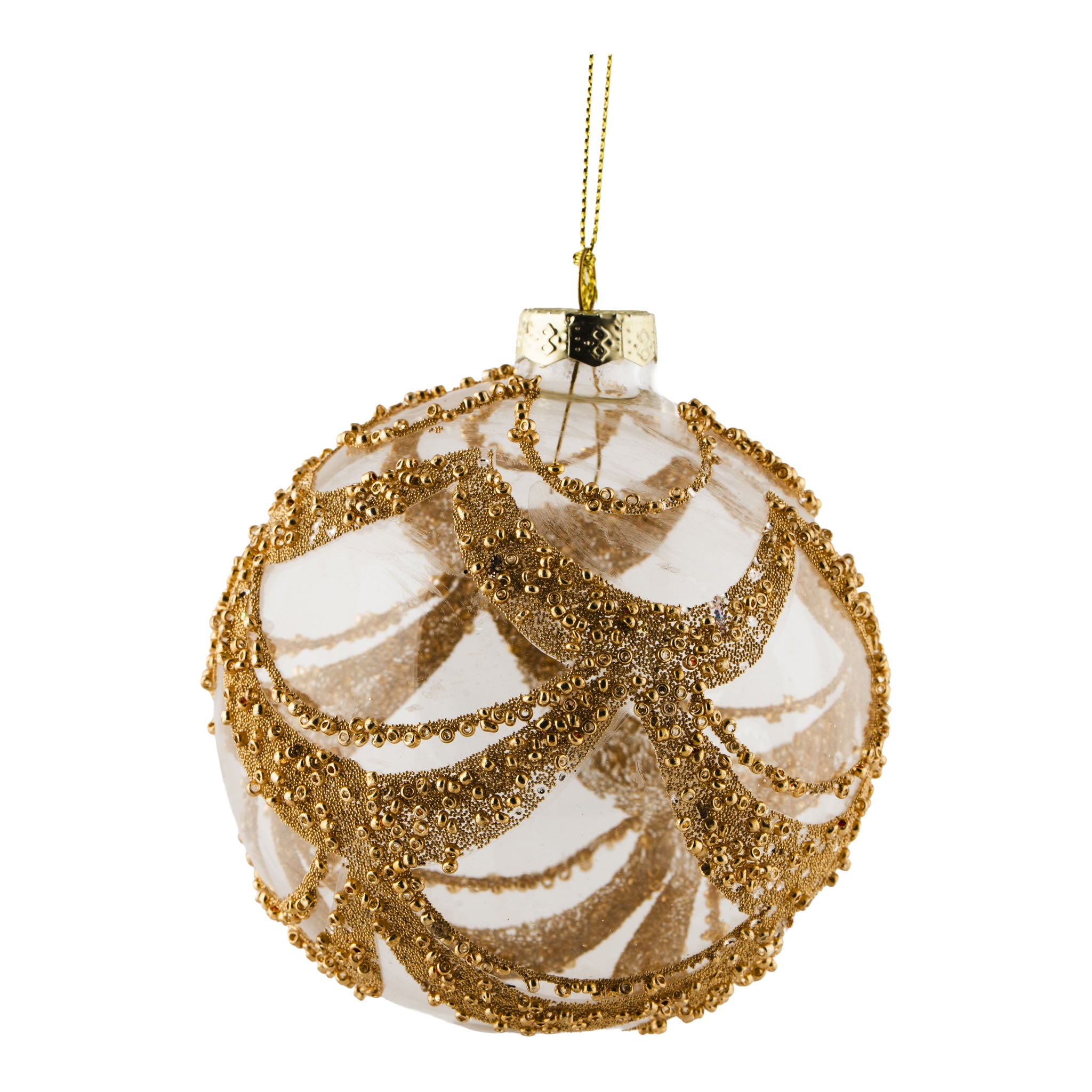 10cm Clear Gold Swag Ball - Seasonal Decor