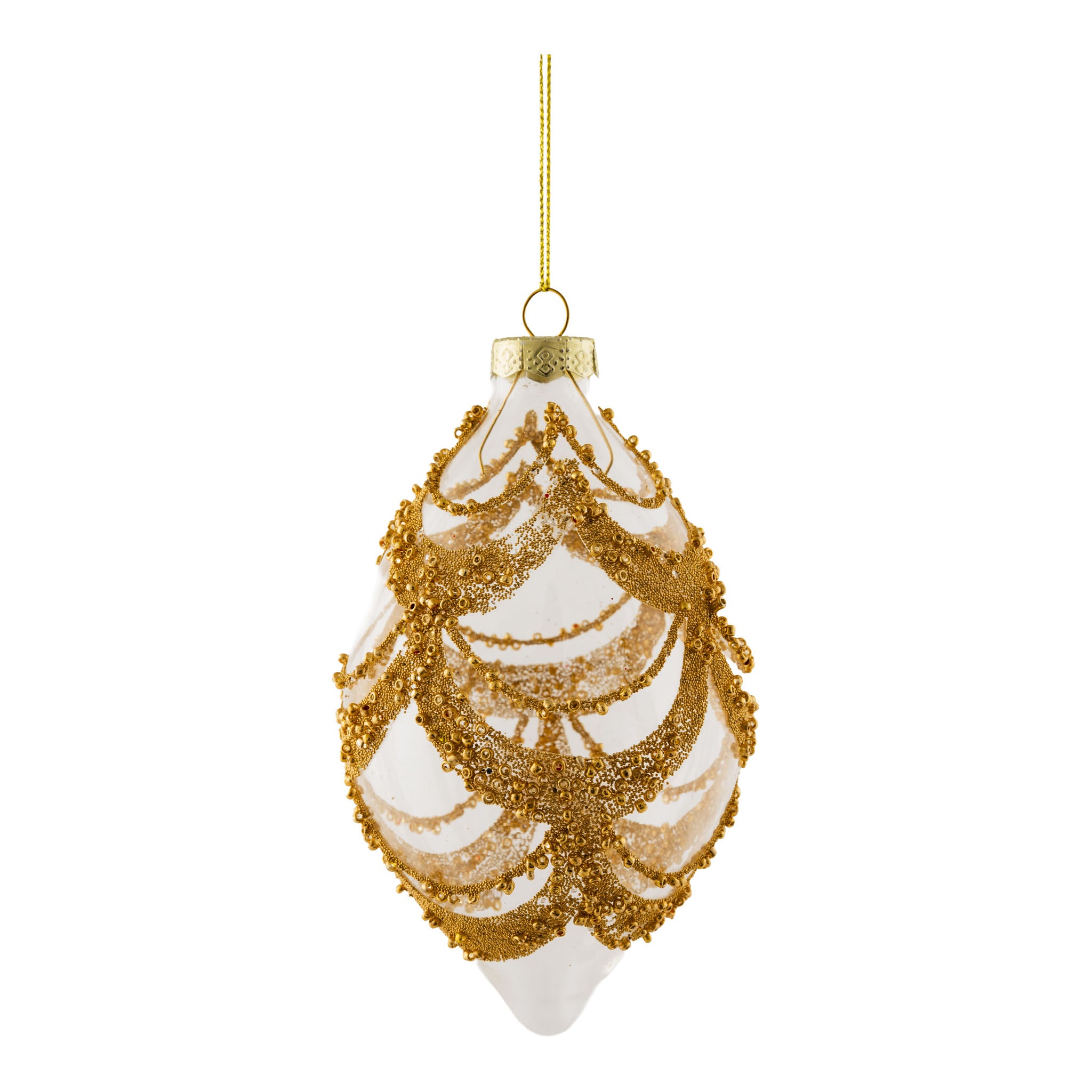 14cm Clear Gold Swag Long Drop - Seasonal Decor