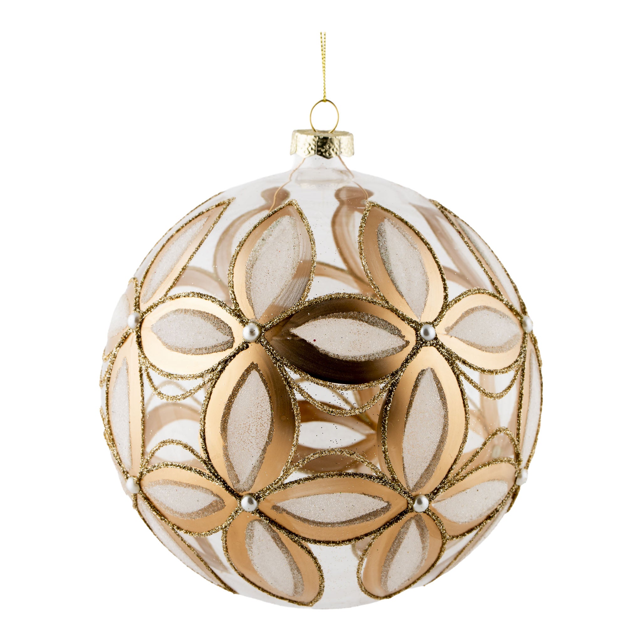 15cm Antique Gold Floral Ball - Seasonal Decor