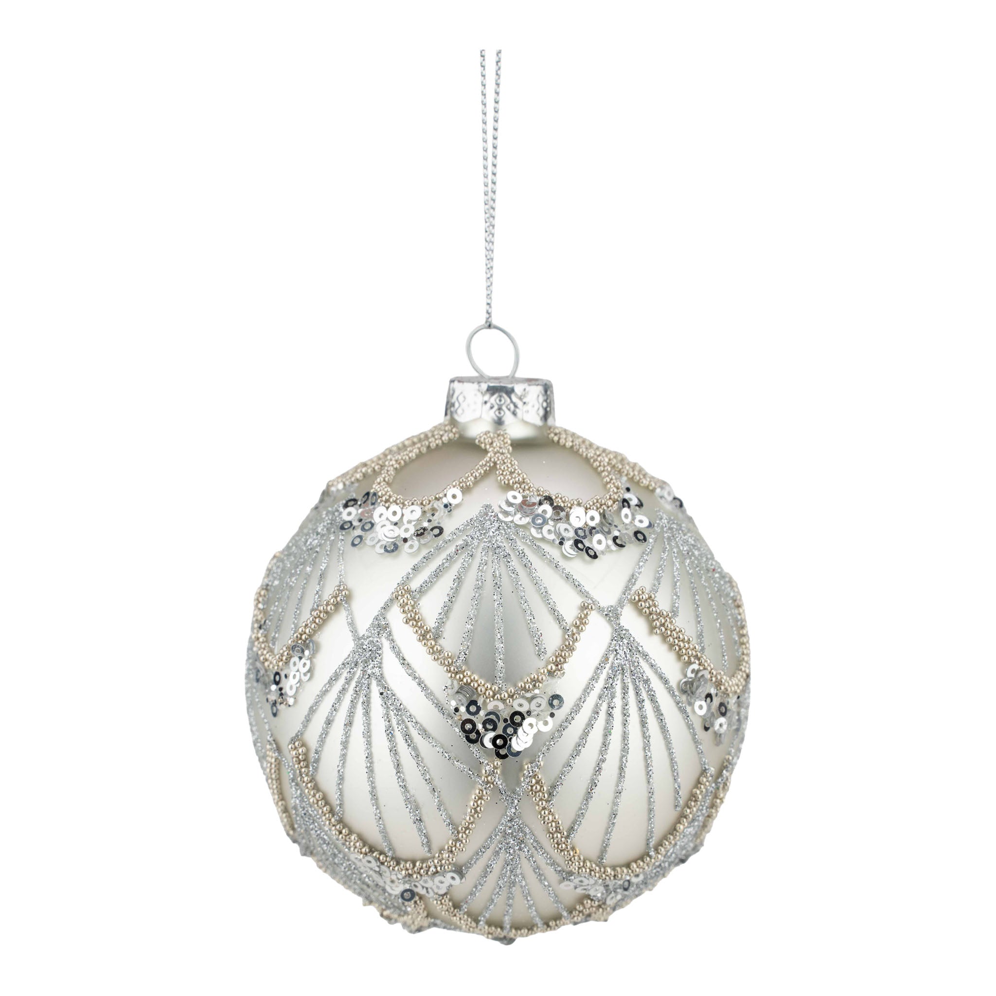 10cm Silver Lined Swag Ball - Seasonal Decor