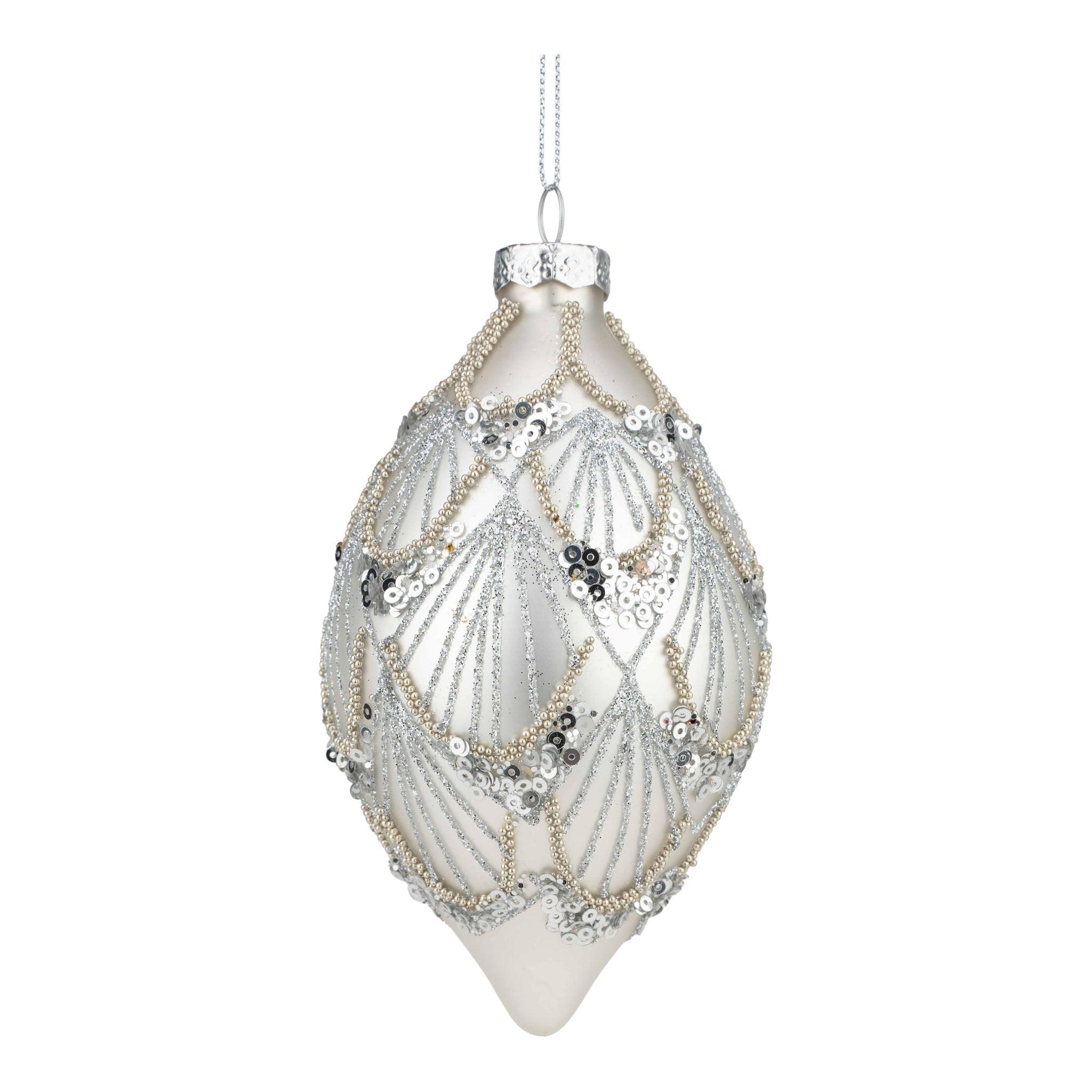 14cm Silver Lined Swag Long Drop - Seasonal Decor
