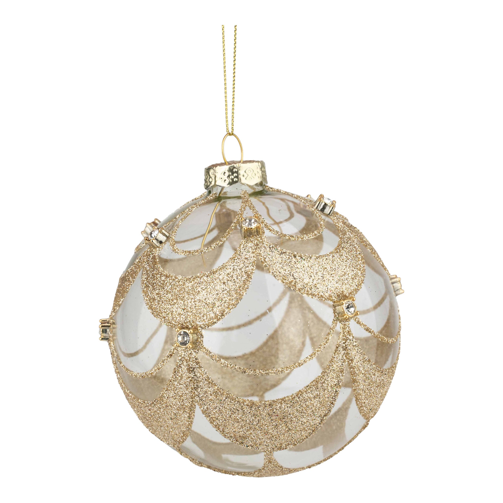 10cm Clear Gold Swag Ball - Seasonal Decor
