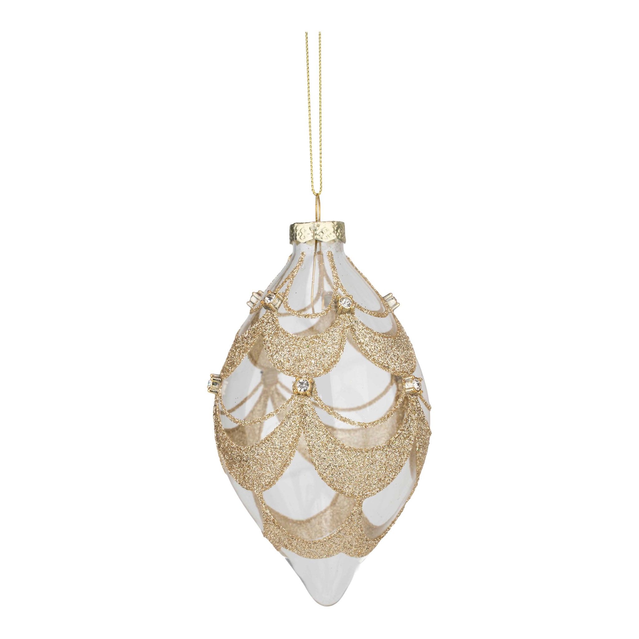 14cm Clear Gold Swag Long Drop - Seasonal Decor