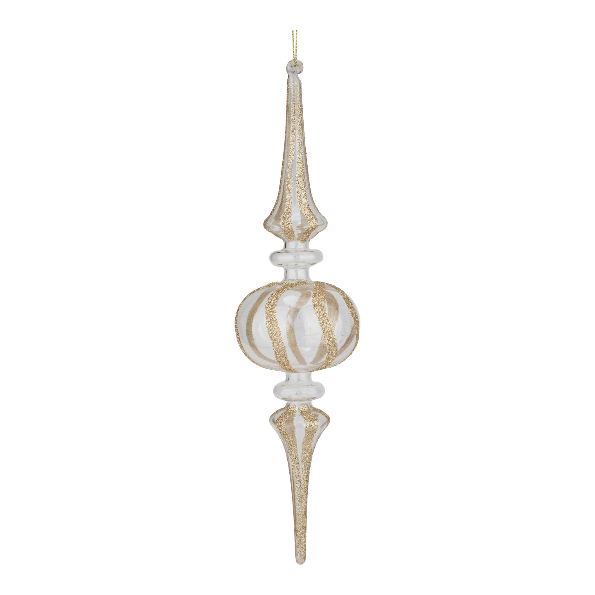 30cm Clear Gold Swirl Finial - Seasonal Decor