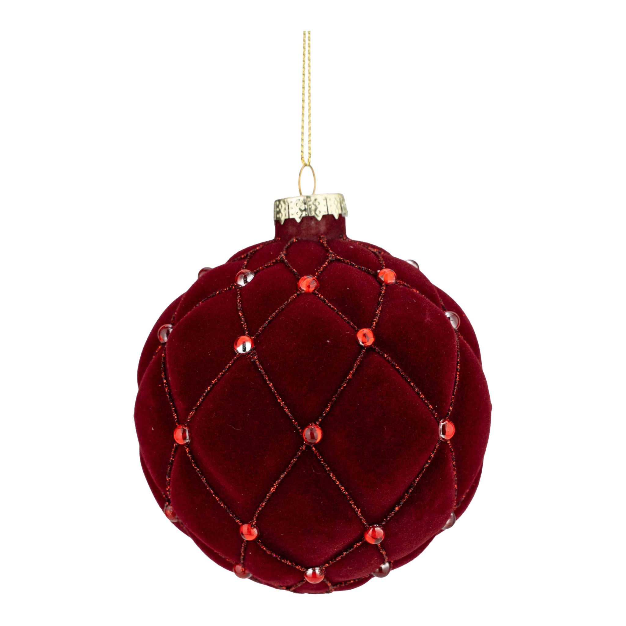 10cm Burgundy Flocked Ball - Seasonal Decor
