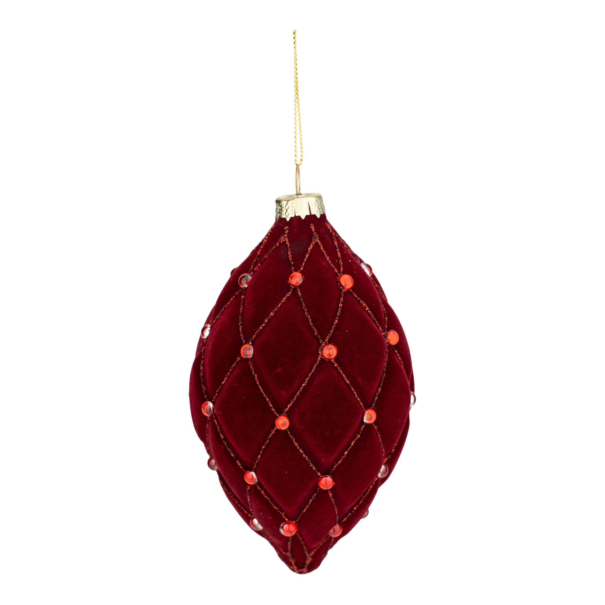 14cm Burgundy Flocked Long Drop - Seasonal Decor