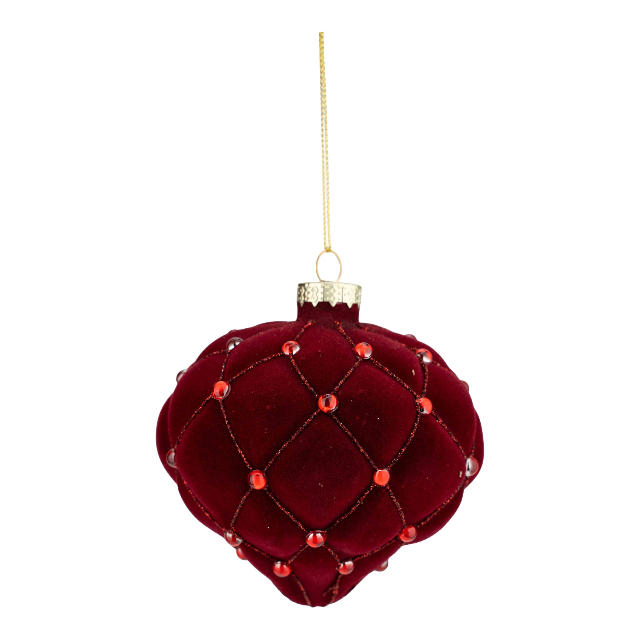 10cm Burgundy Flocked Drop - Seasonal Decor