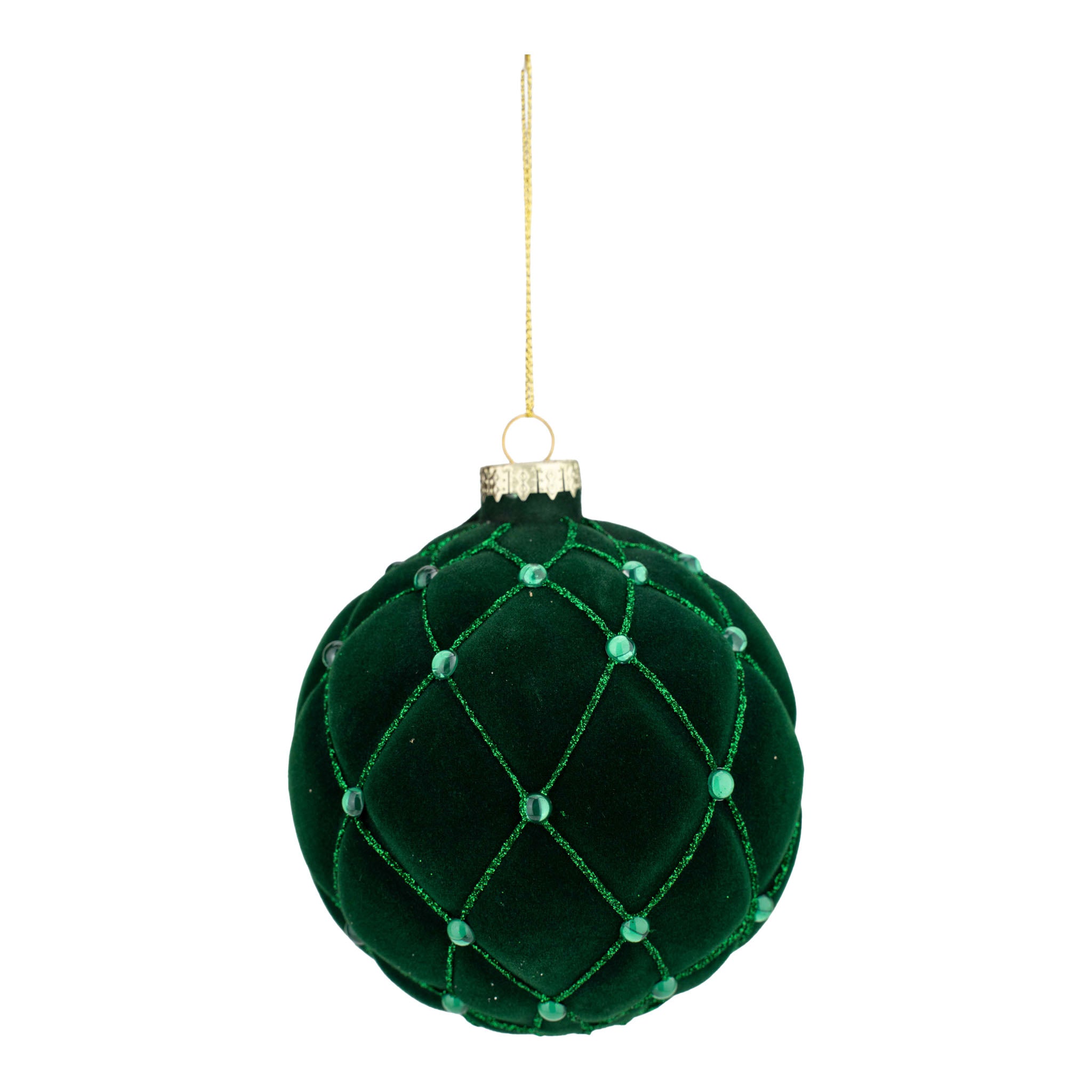 10cm Green Flocked Ball - Seasonal Decor