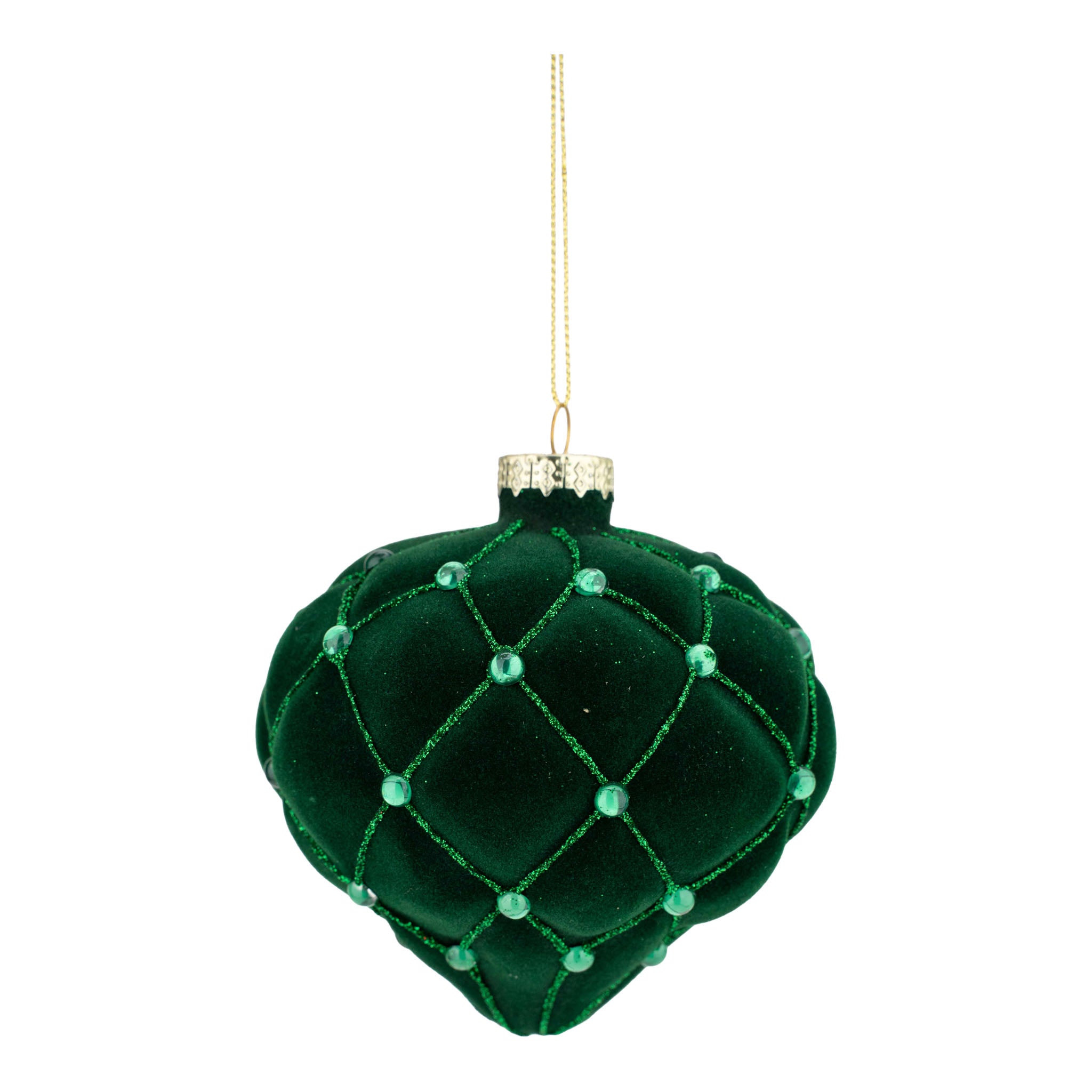 10cm Green Flocked Drop - Seasonal Decor
