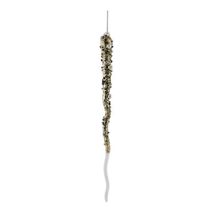 Boxed Set of 3x 24cm Silver Encrusted Icicle - Seasonal Decor
