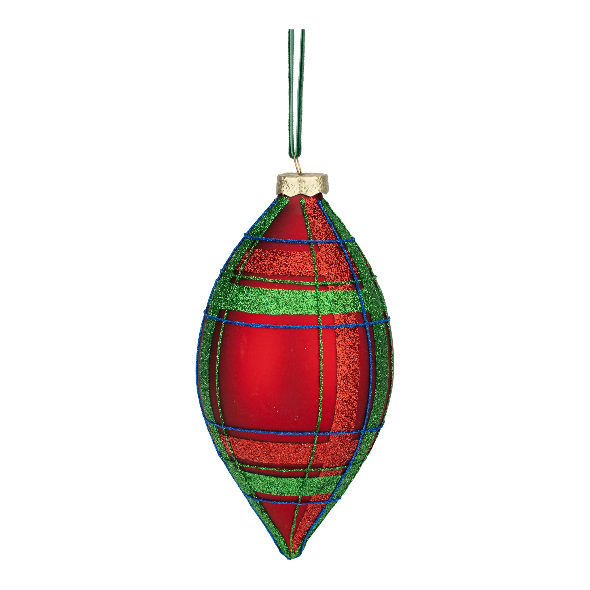 14cm Tartan Red Green Blue Long Drop - Seasonal Decor
