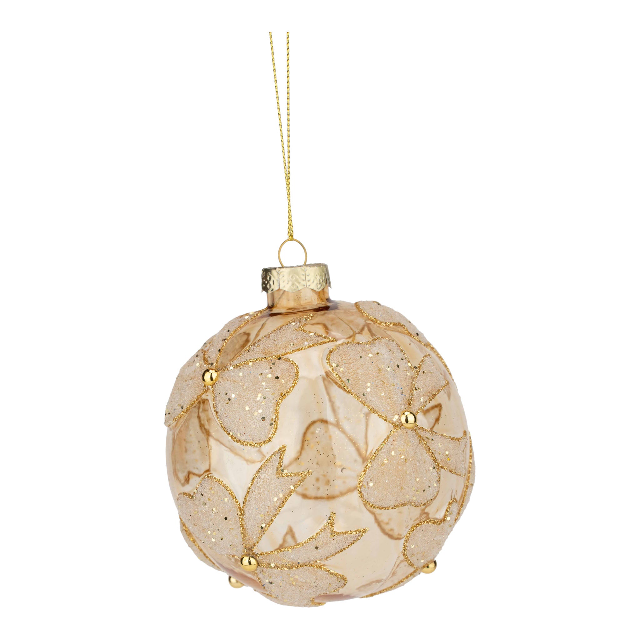 10cm Champagne Bow Ball - Seasonal Decor
