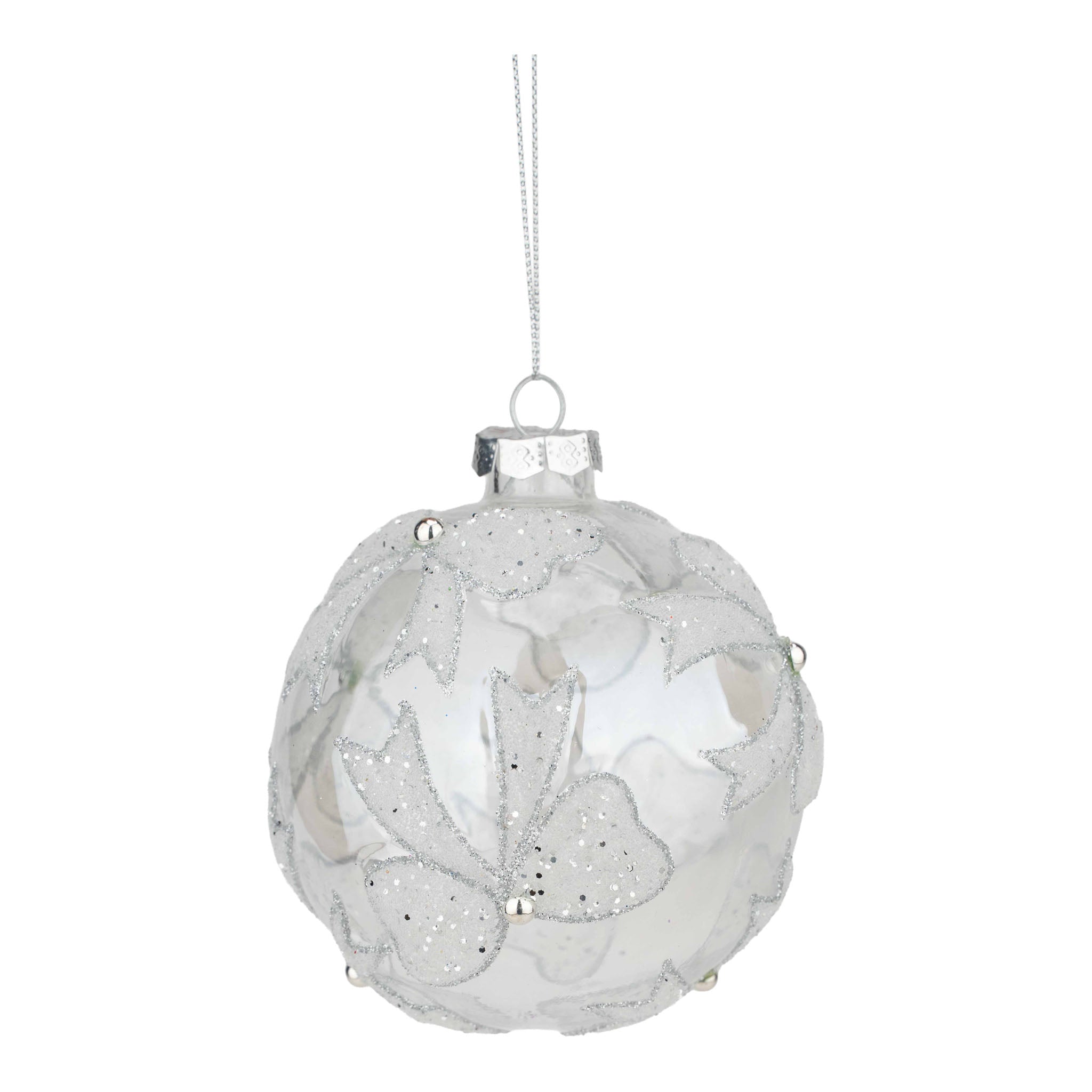 10cm Clear Silver Bow Ball - Seasonal Decor