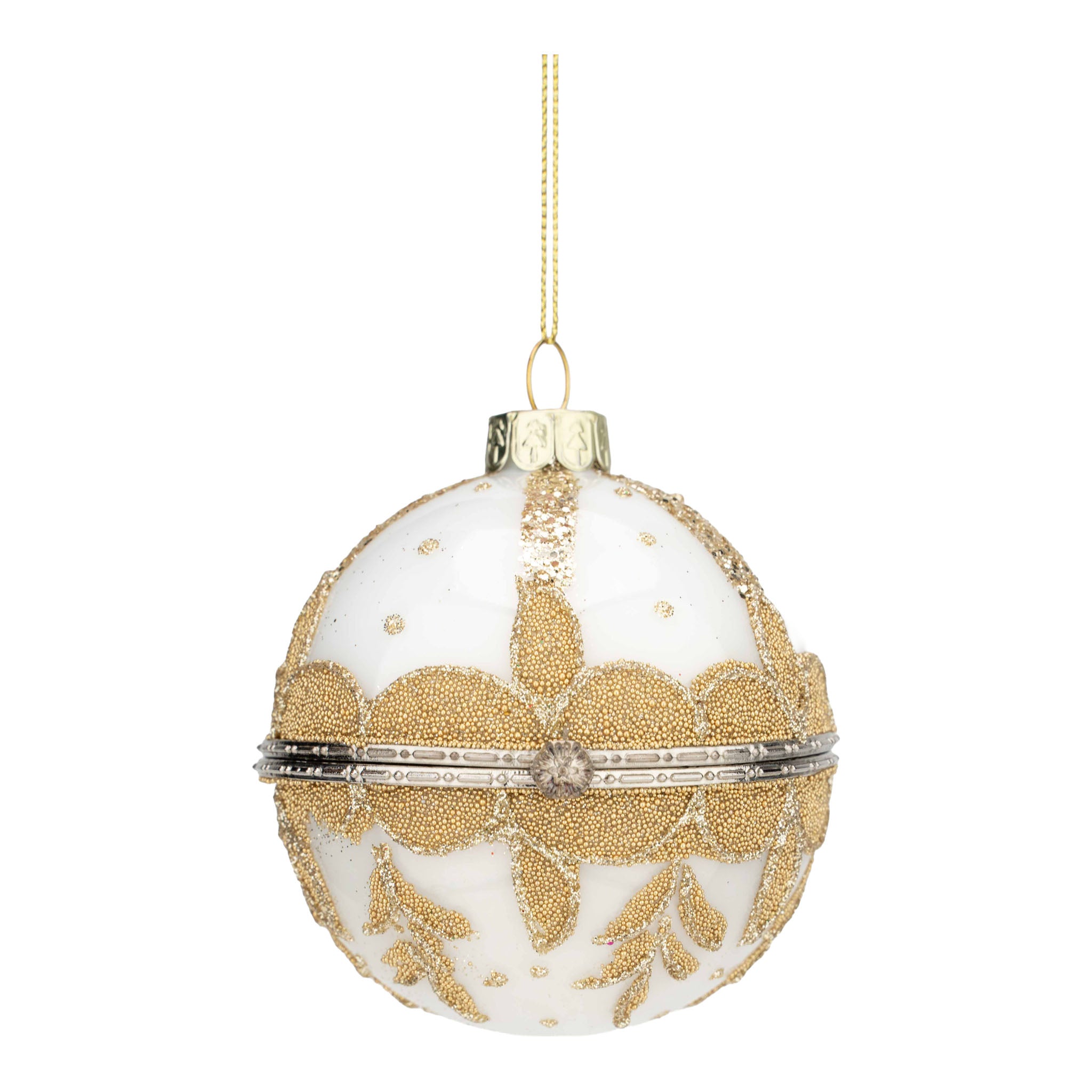 9cm White Ball Trinket Box - Seasonal Decor