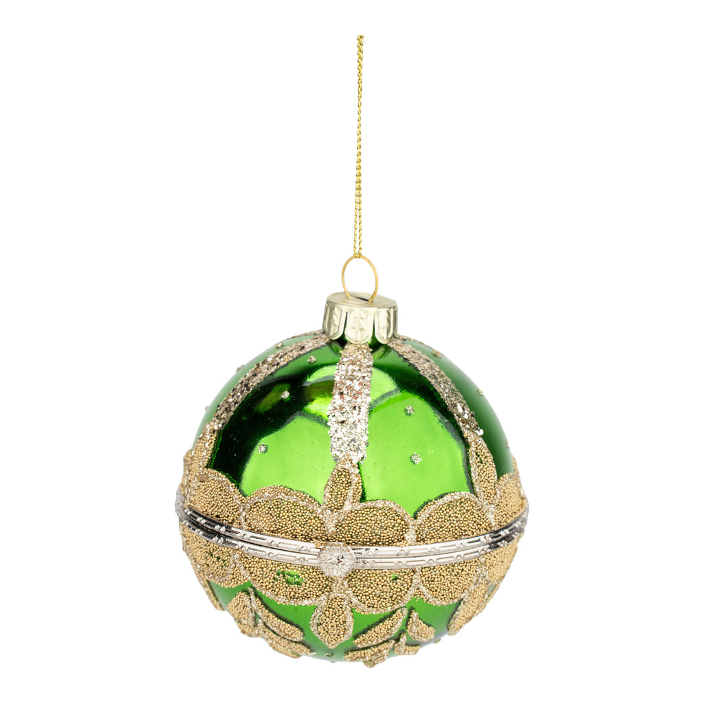 9cm Green Ball Trinket Box - Seasonal Decor