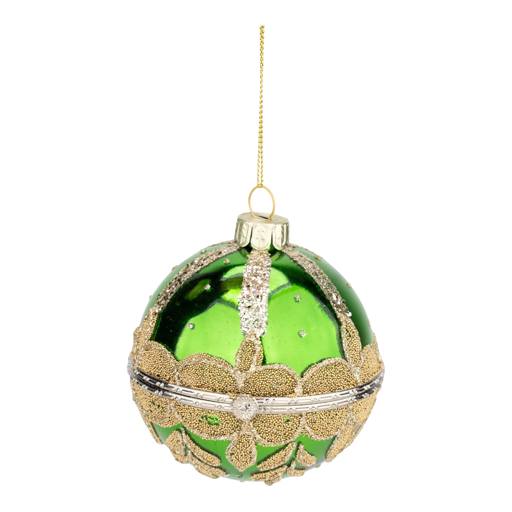 9cm Green Ball Trinket Box - Seasonal Decor