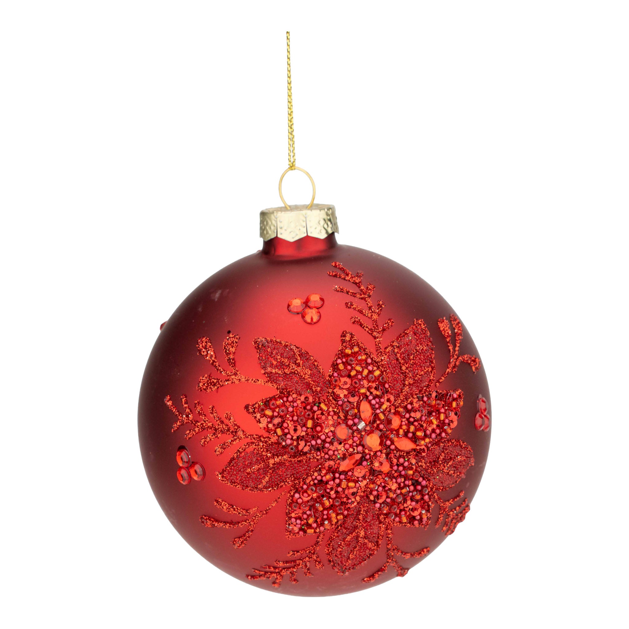 10cm Red Beaded Ball - Seasonal Decor