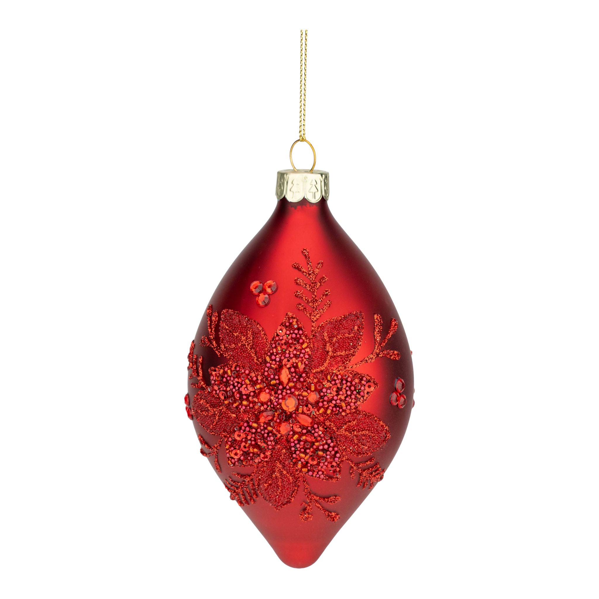 14cm Red Beaded Long Drop - Seasonal Decor