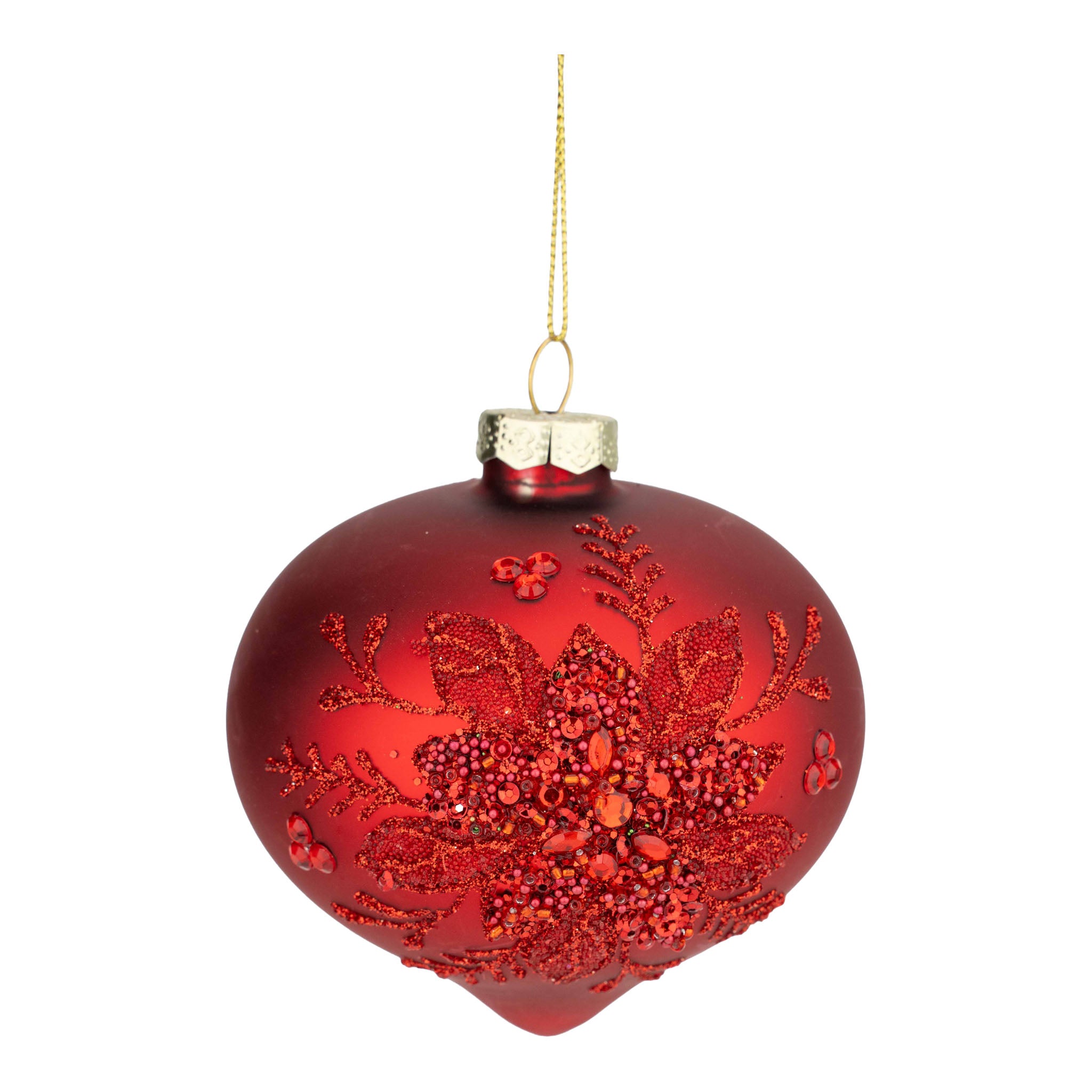 10cm Red Beaded Drop - Seasonal Decor