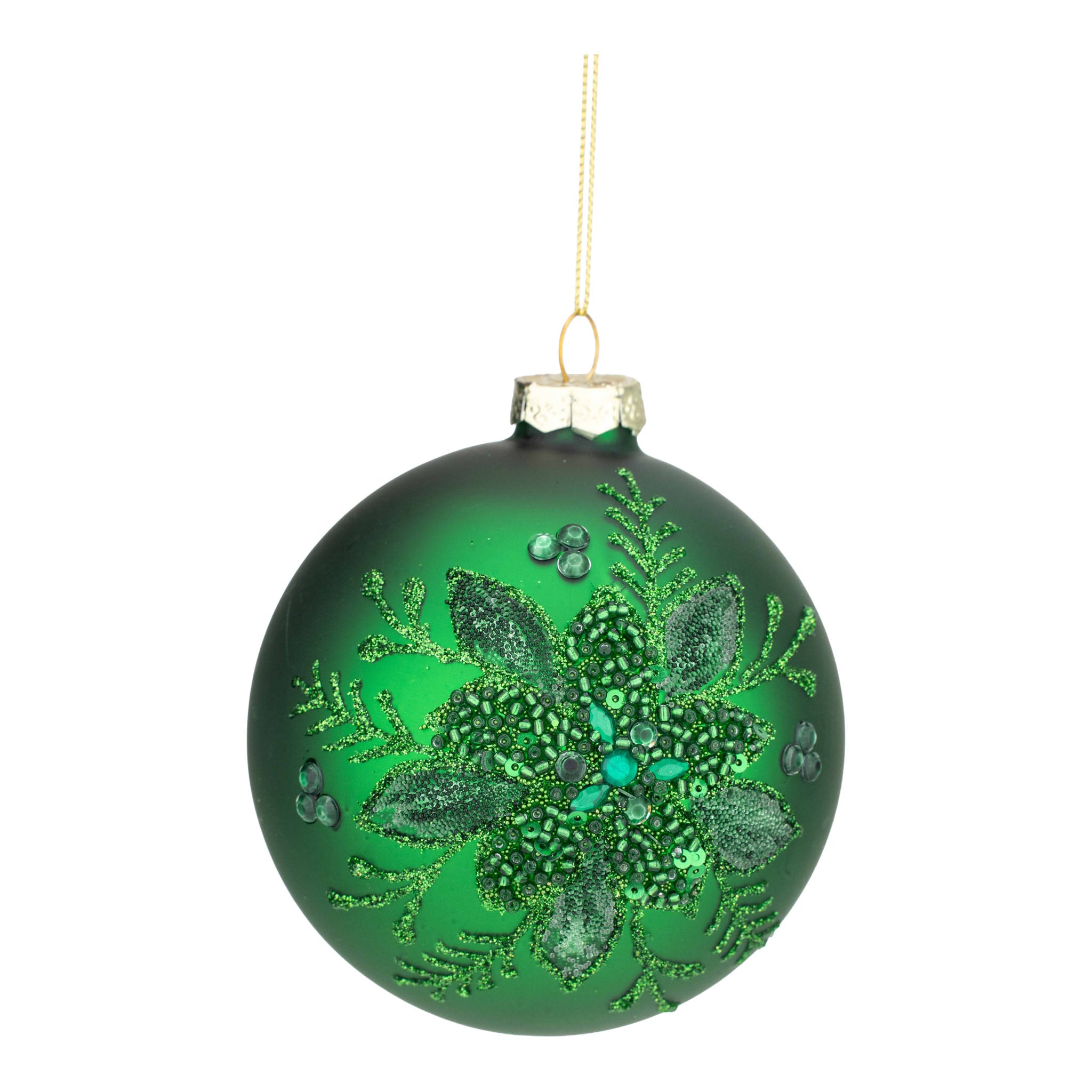 10cm Green Beaded Ball - Seasonal Decor