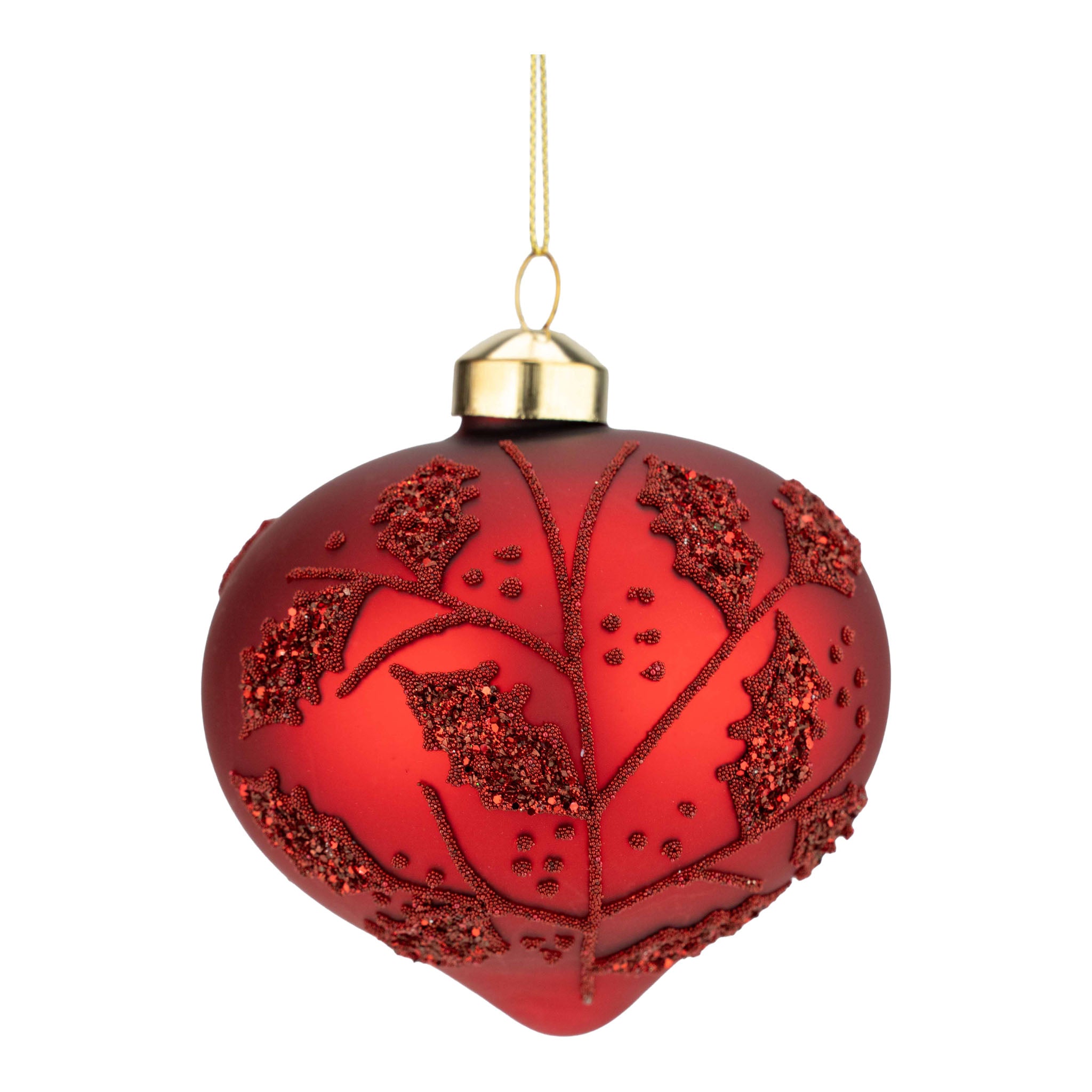 10cm Red Beaded Leaf Drop - Seasonal Decor
