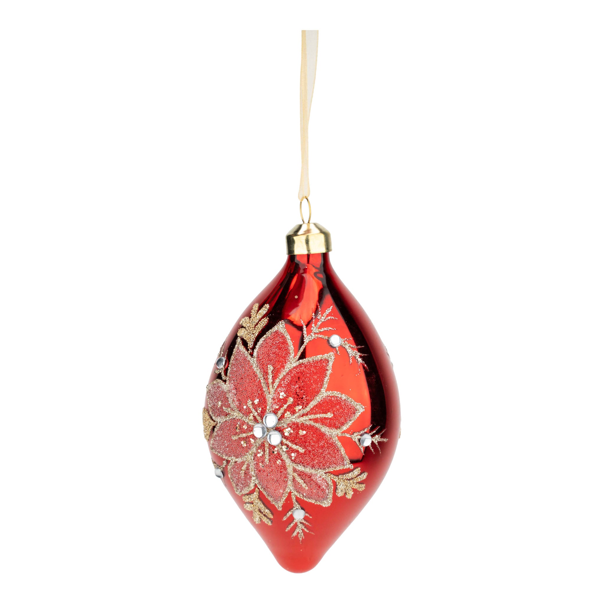14cm Red Point Poinsettia Long Drop - Seasonal Decor