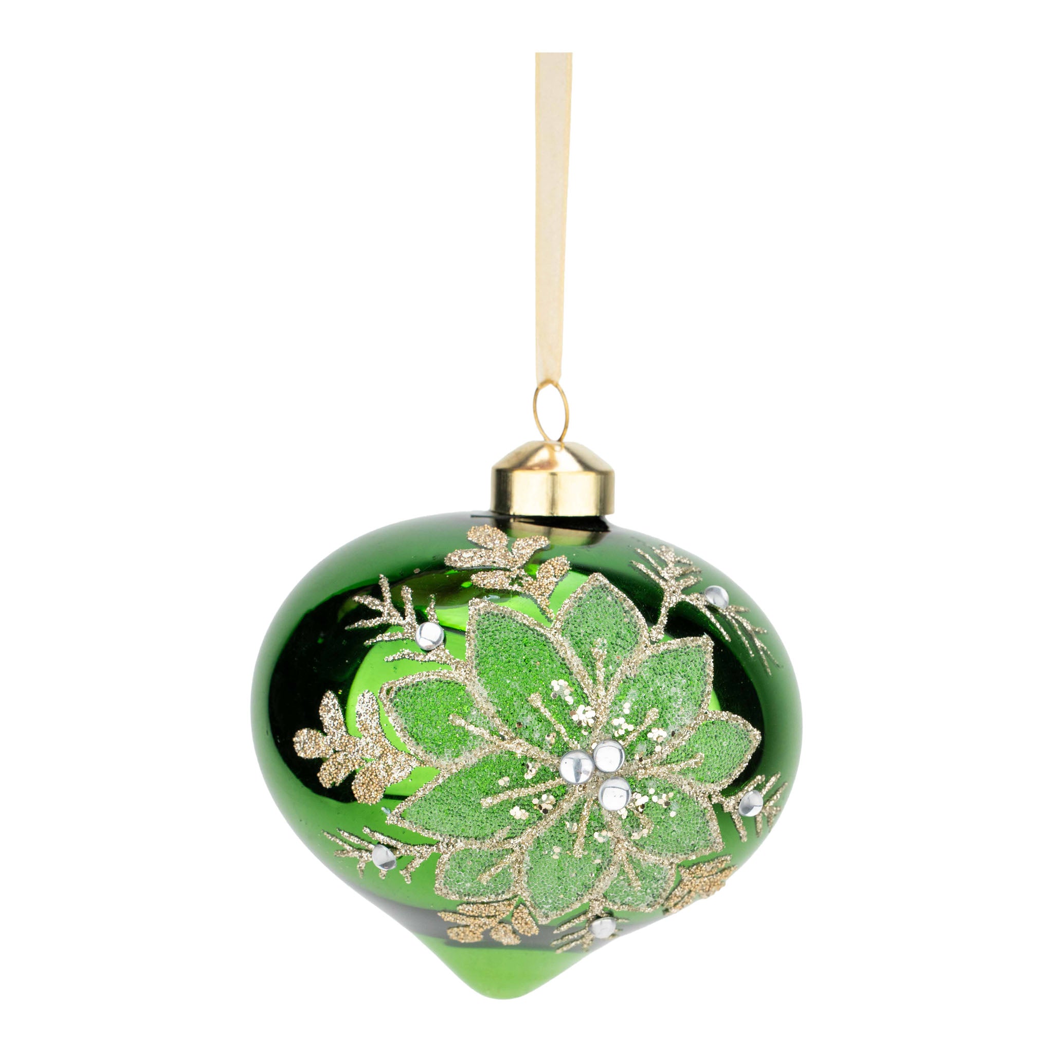 10cm Green Point Poinsettia Drop - Seasonal Decor
