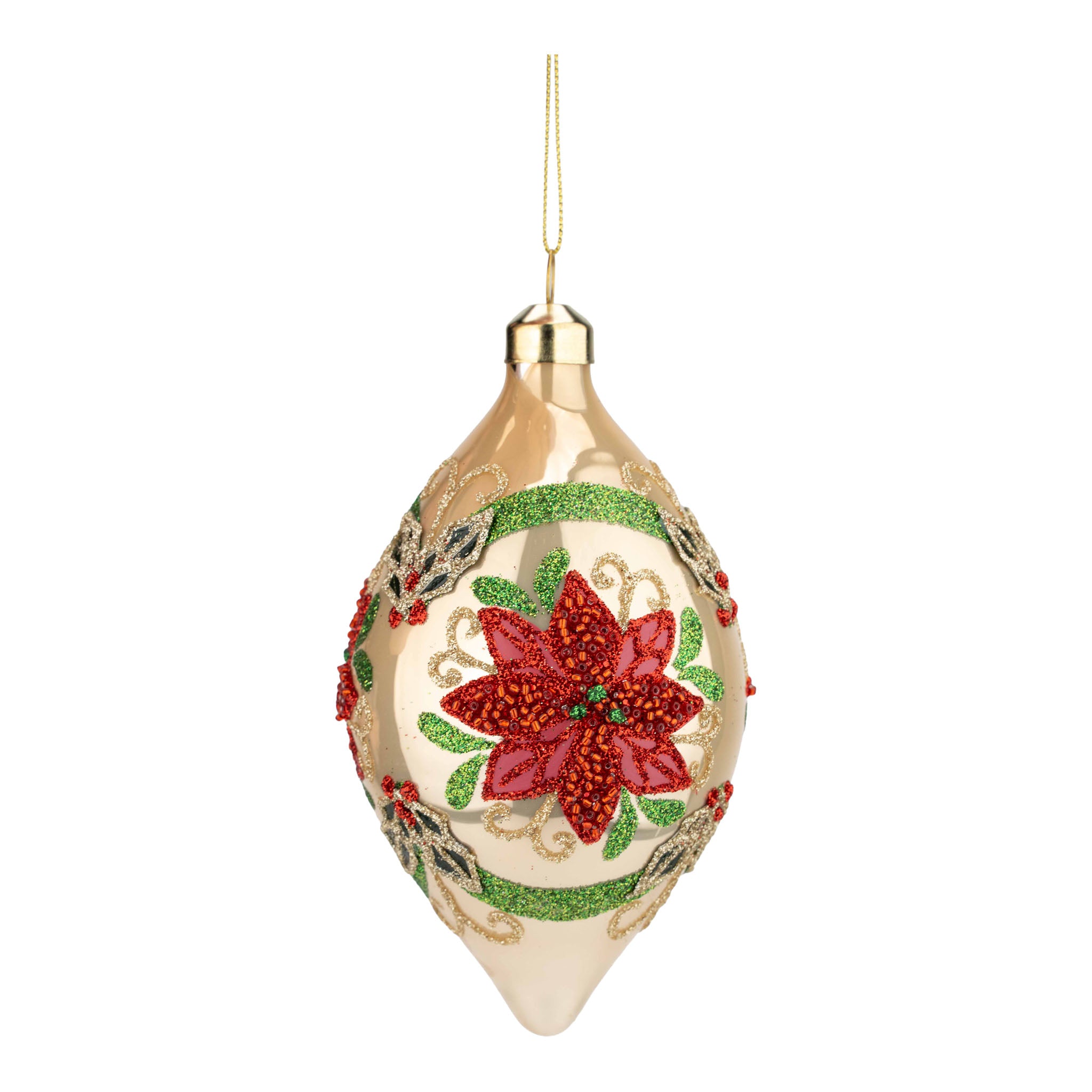 14cm Gold Traditional Long Drop - Seasonal Decor