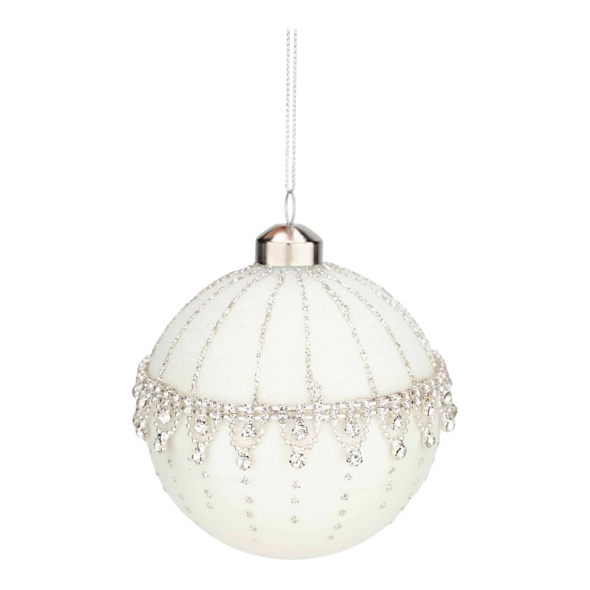 10cm White Silver Decorative Ball - Seasonal Decor